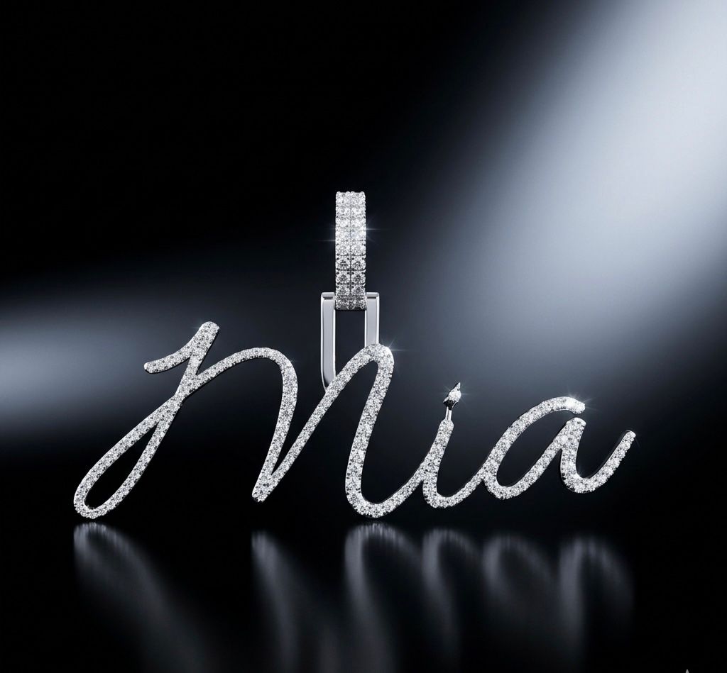 Custom Script Name Necklace VVS Moissanite Pendant in 925 Silver