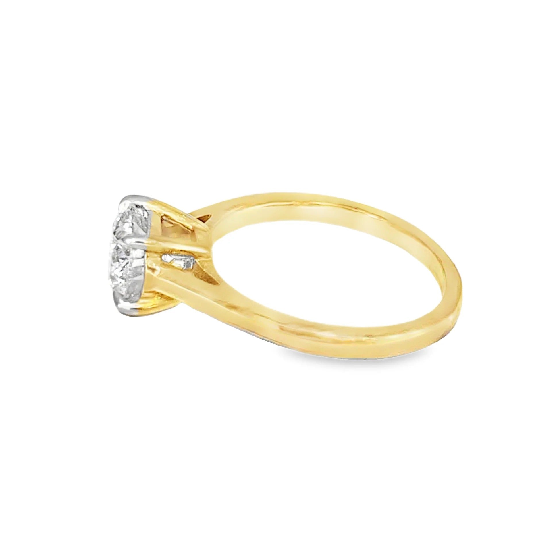 14K Yellow Gold 2-Carat Round D VVS Lab-Diamond Classic Solitaire Ring