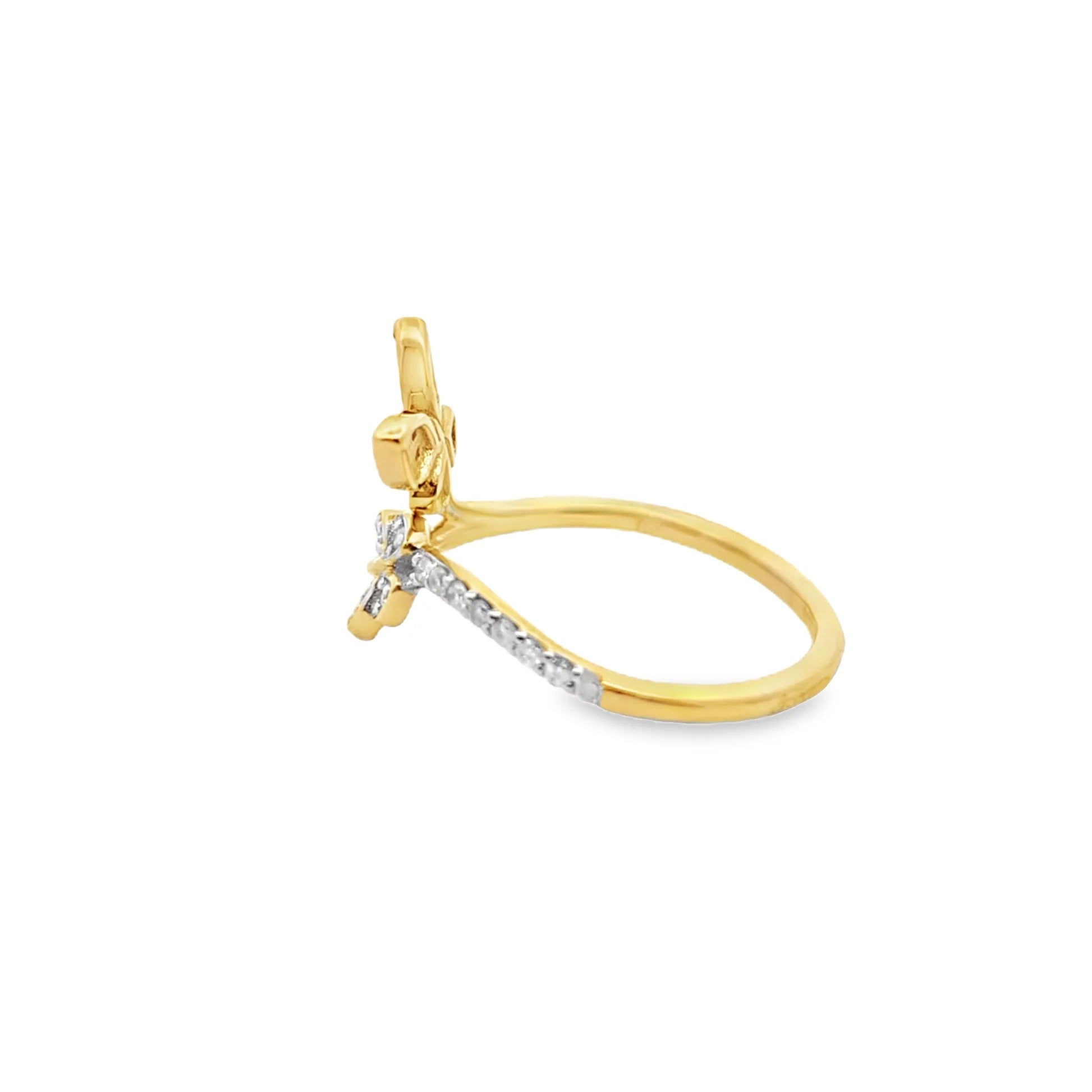 14K Gold Lab-Diamond Floating Twin Butterfly Ring