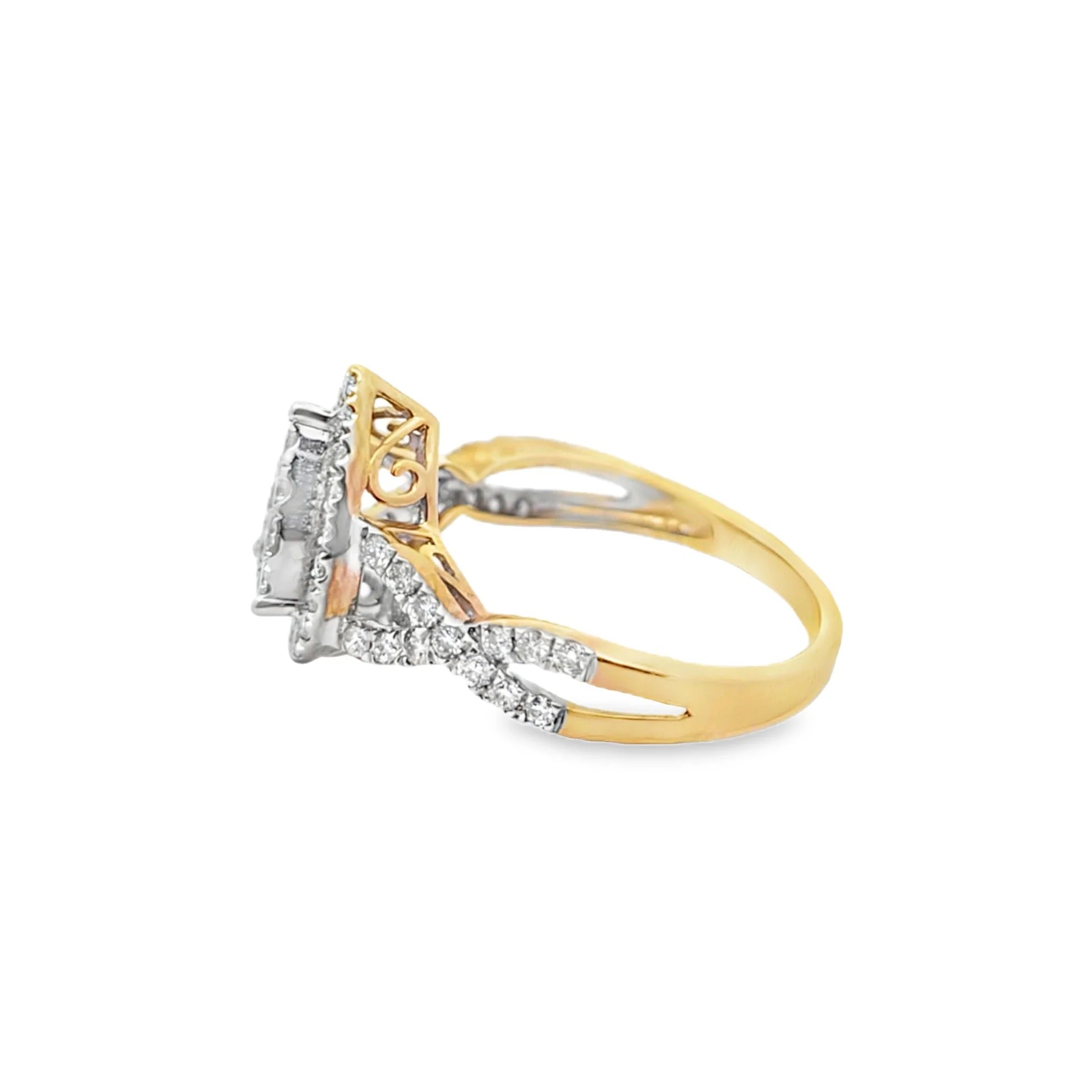 14K Gold 0.35-Carat Lab-Grown Diamond Pear Cluster Twisted Halo Ring