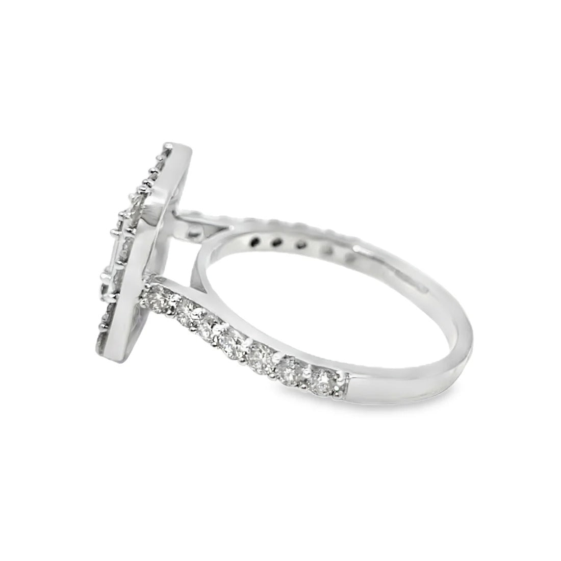 14K White Gold 0.60-Carat Emerald-Cut Illusion Floating Halo Ring