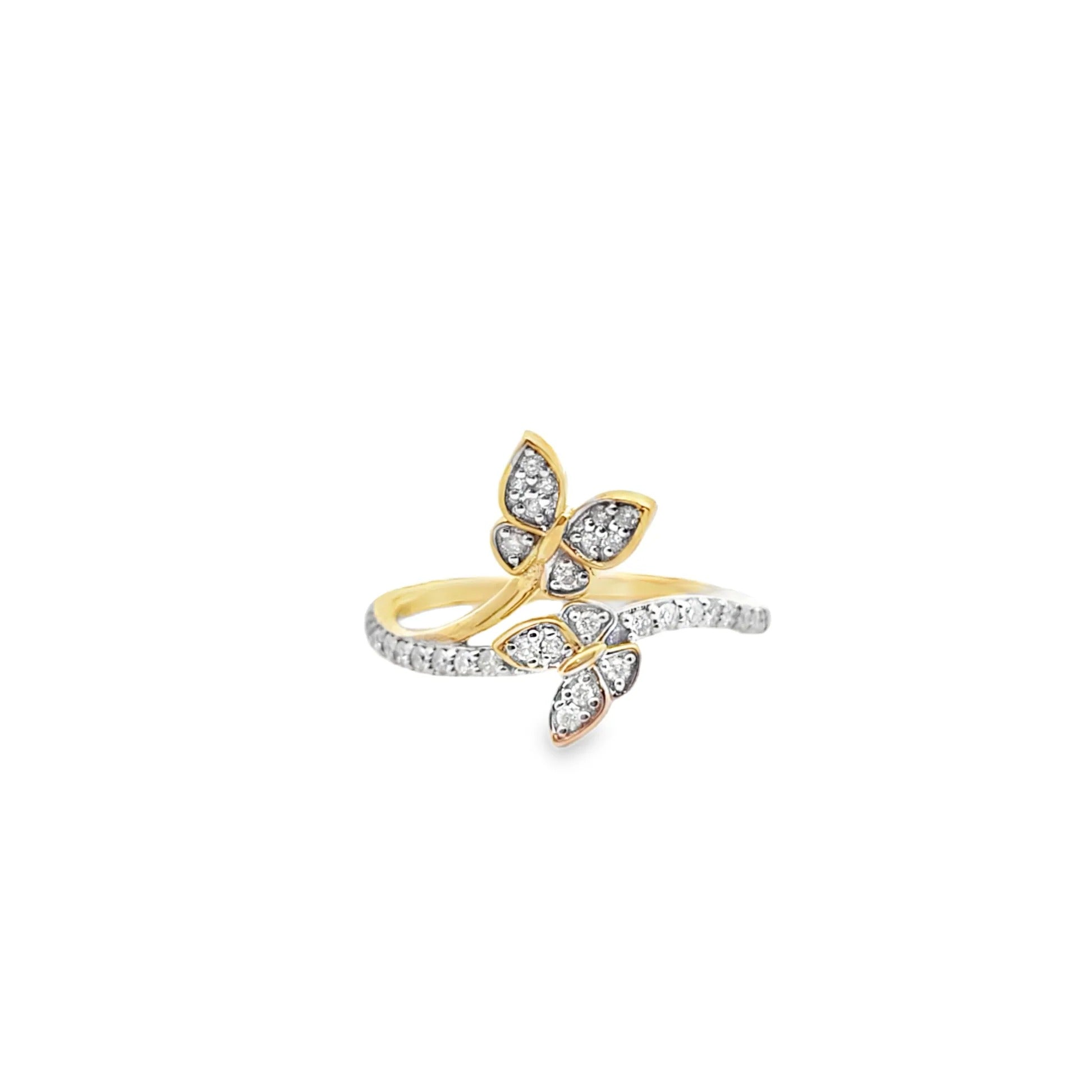 14K Gold Lab-Diamond Floating Twin Butterfly Ring
