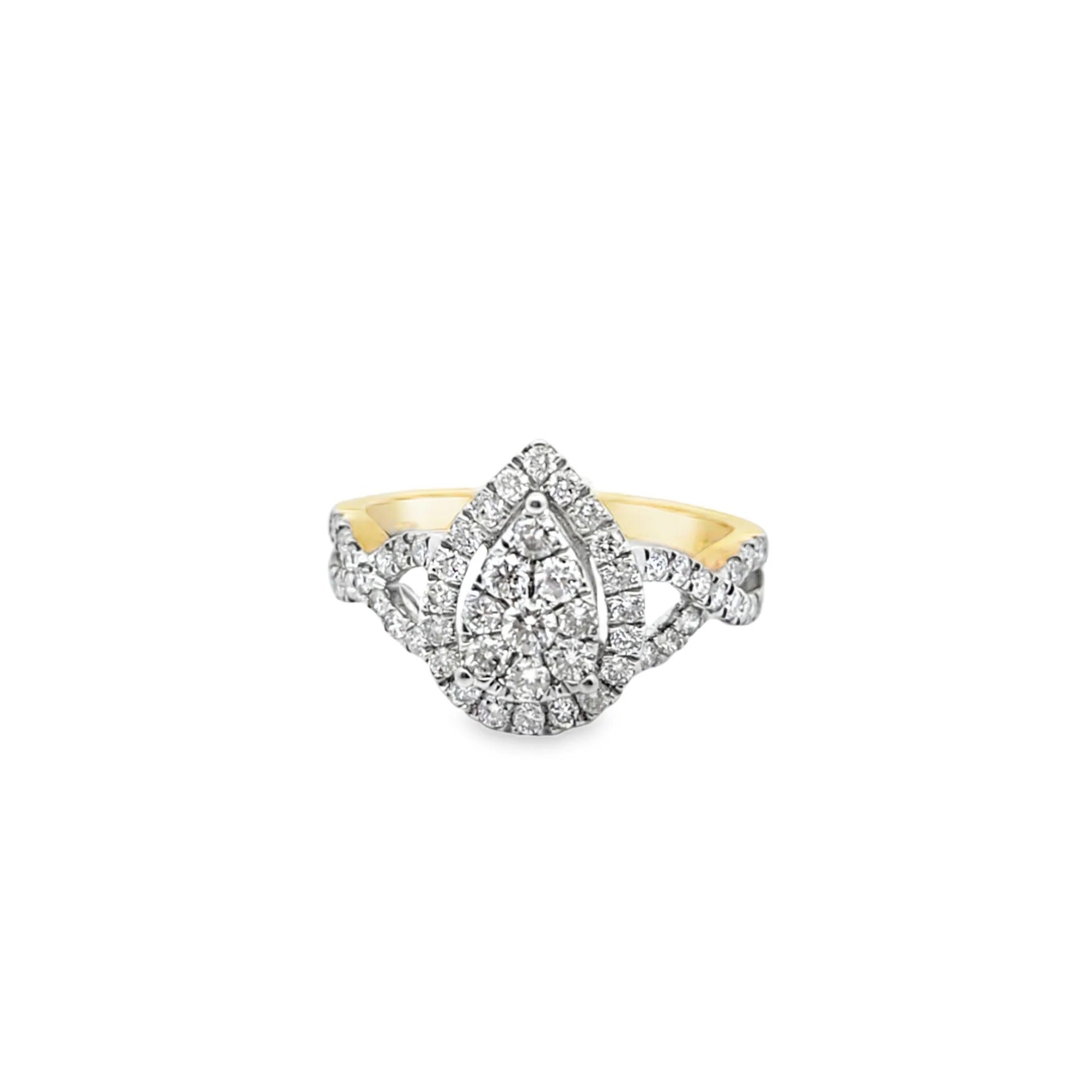 14K Gold 0.35-Carat Lab-Grown Diamond Pear Cluster Twisted Halo Ring