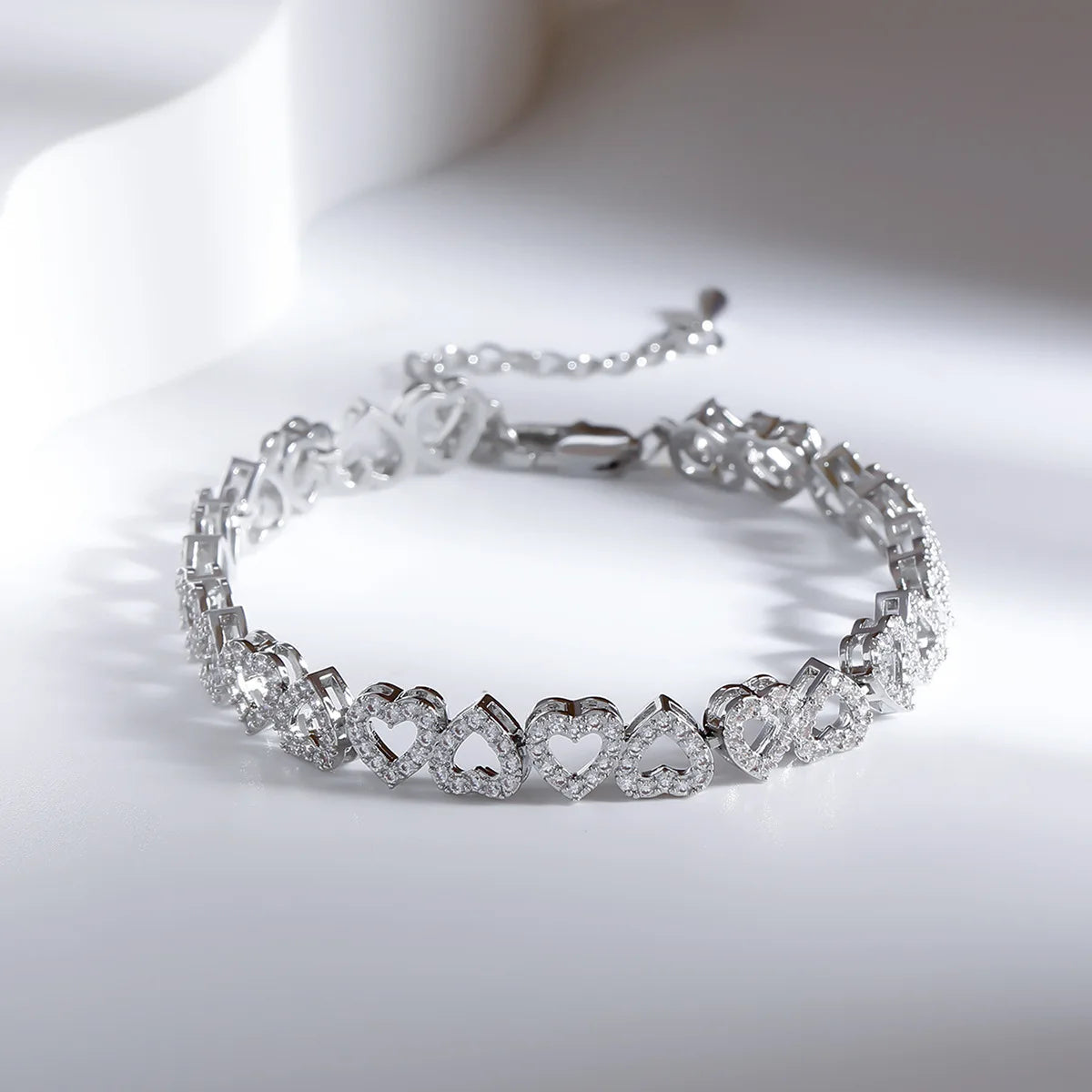 VVS Moissanite Open Heart Tennis Bracelet 925 Sterling Silver Iced Out Sweetheart Link Hip Hop Jewelry