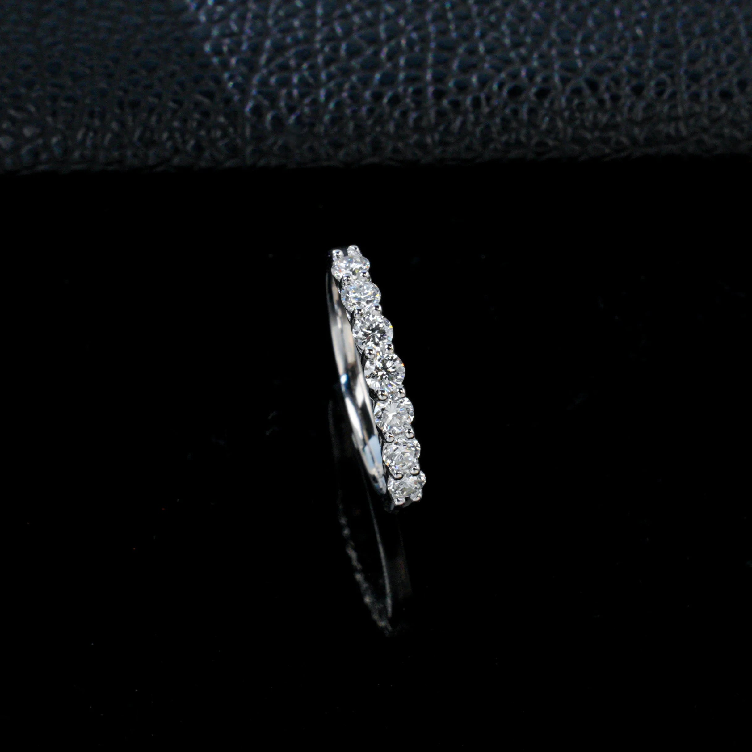 Classic Seven-Stone Moissanite Wedding Band | 925 Sterling Silver Stacking Eternity Ring