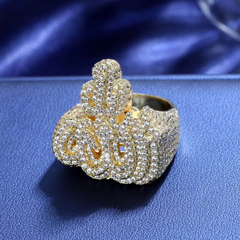 VVS Moissanite Arabic Calligraphy Ring 925 Sterling Silver Iced Out Statement Band