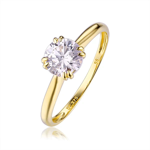 Classic Solitaire Moissanite Engagement Ring | 925 Sterling Silver Minimalist Bridal Band