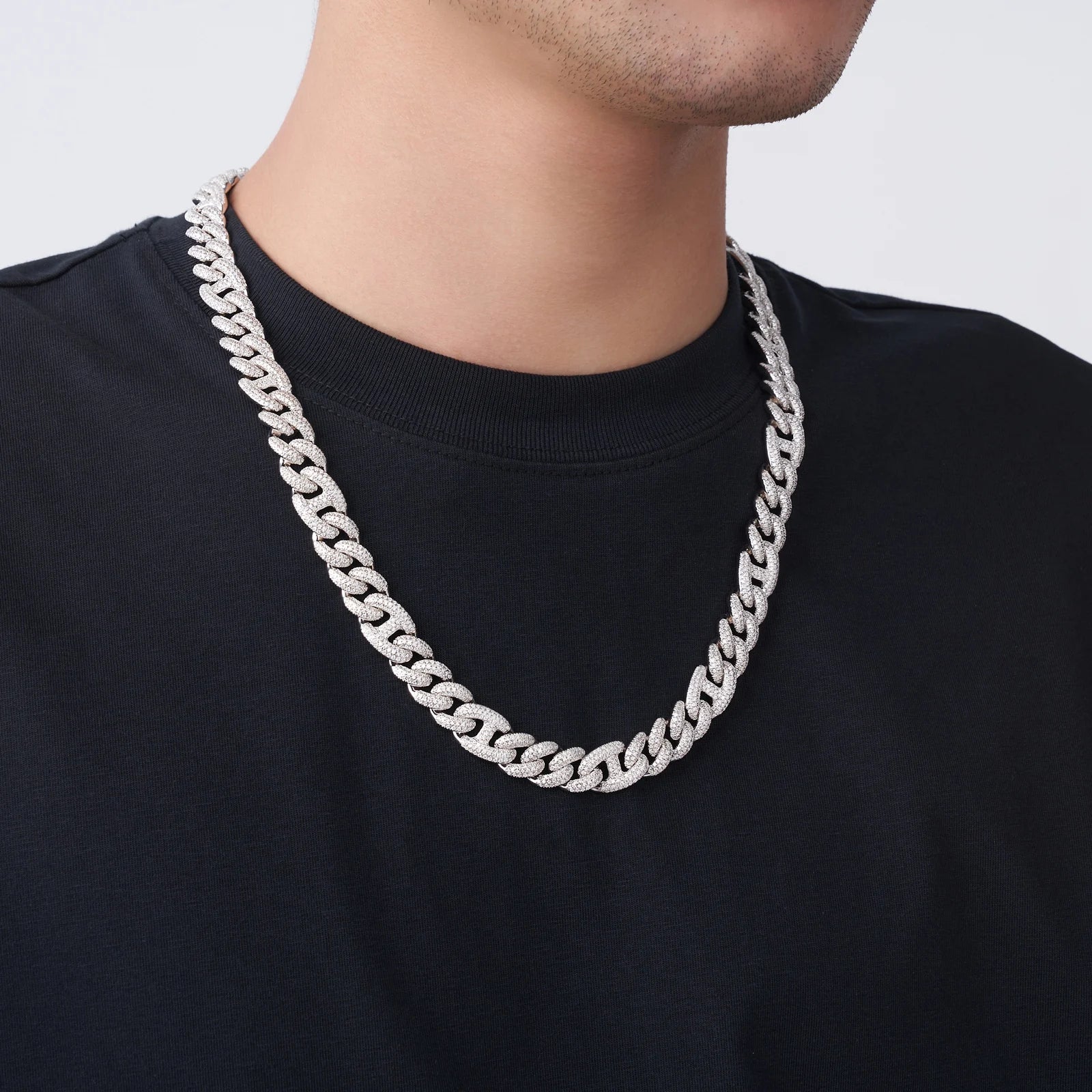 VVS Moissanite Gucci Anchor Link Chain 925 Sterling Silver Iced Out Mariner Cuban Hip Hop Necklace