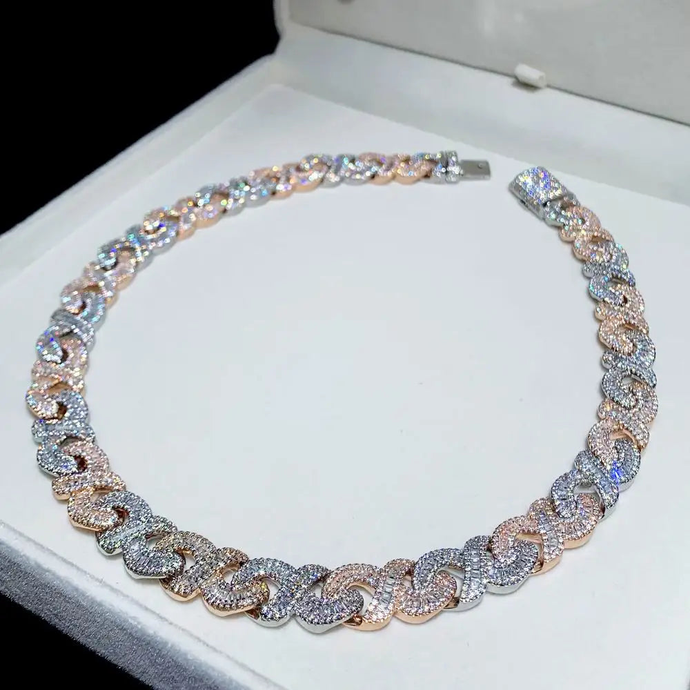 VVS Moissanite Infinity Cuban Link Bracelet 925 Sterling Silver Iced Out Baguette Hip Hop Chain