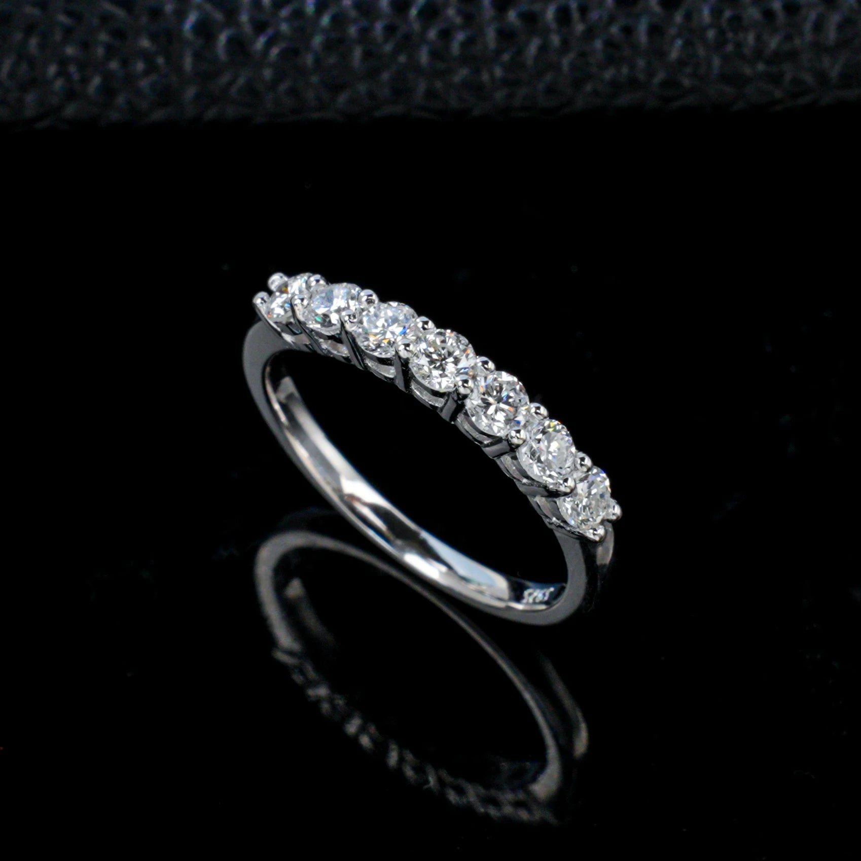 Classic Seven-Stone Moissanite Wedding Band | 925 Sterling Silver Stacking Eternity Ring