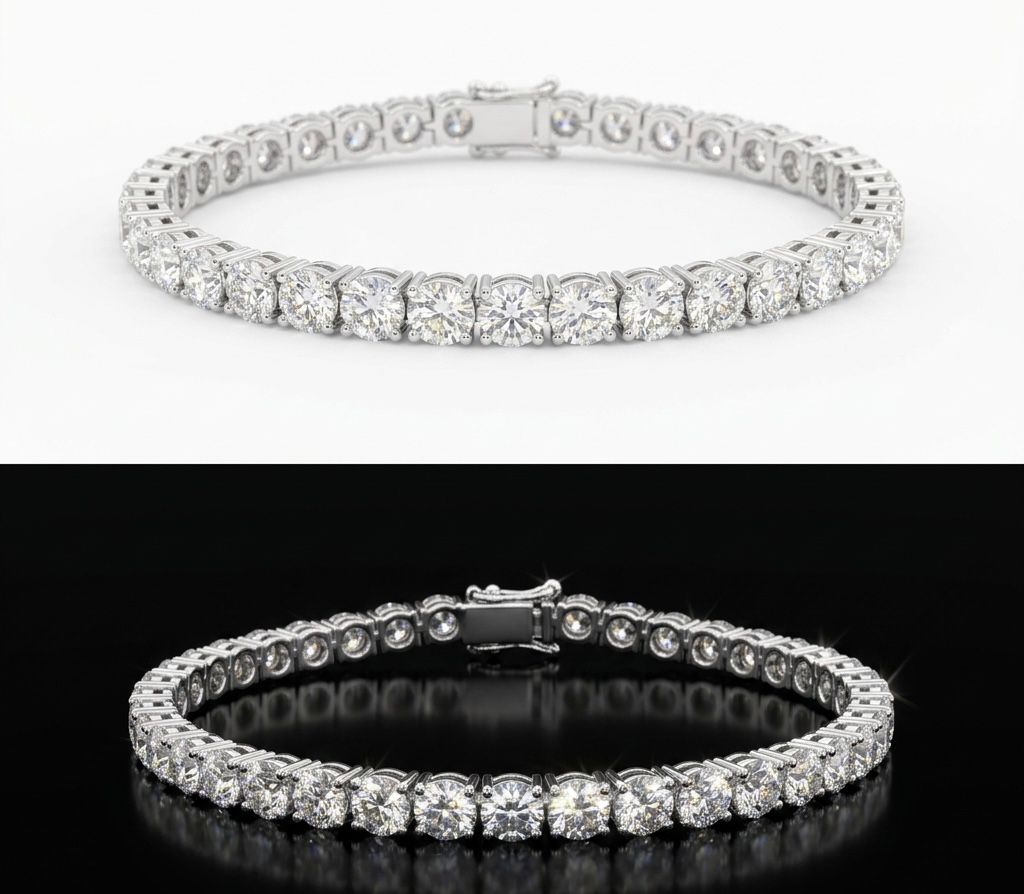 Classic Round Cut Tennis Bracelet VVS Moissanite Iced Out 925 Silver