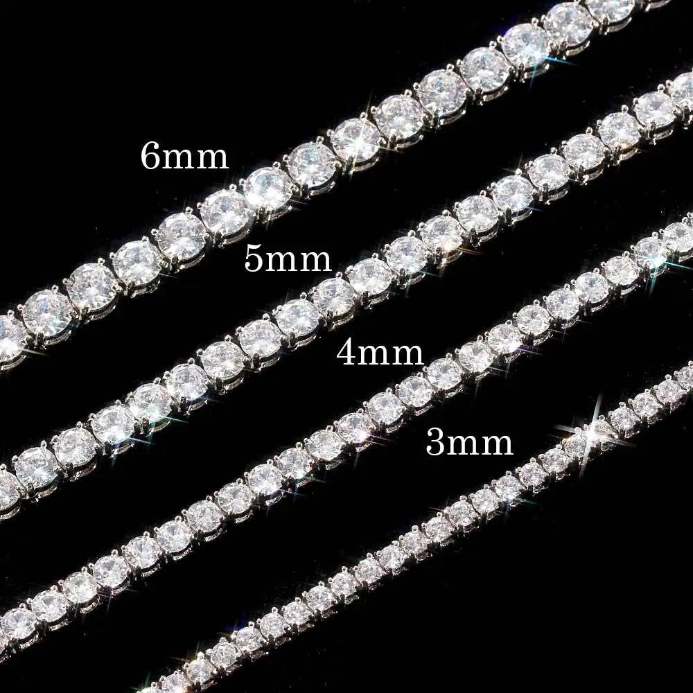 VVS Moissanite Tennis Chain 925 Sterling Silver Iced Out Men's Hip Hop Necklace Flooded Diamond Link