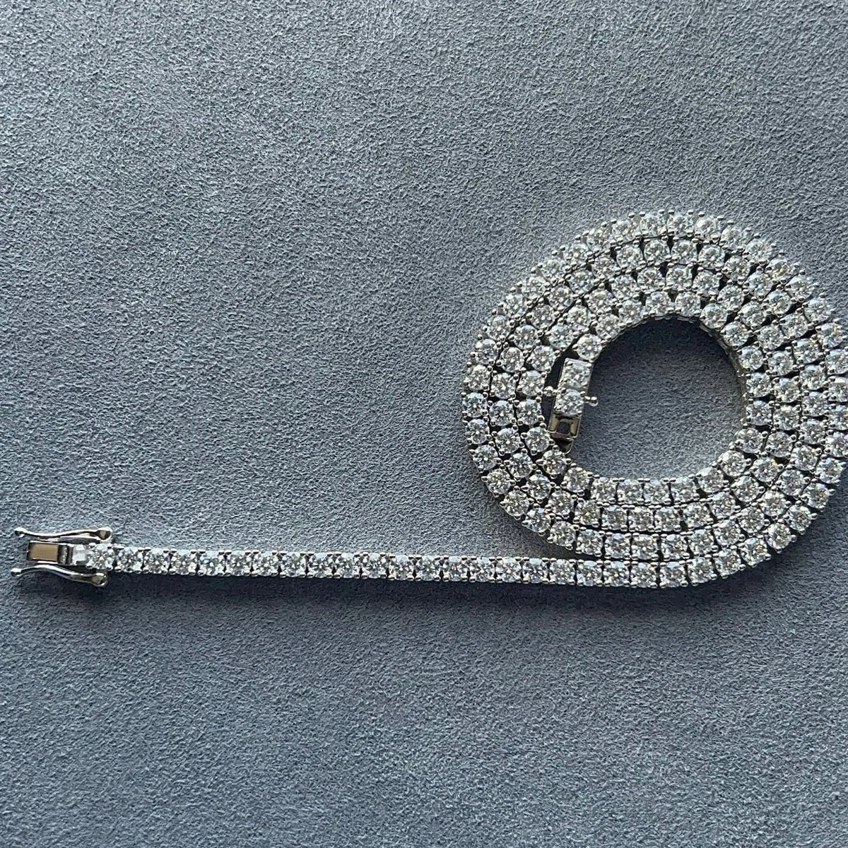 Iced Out Round Cut Moissanite Tennis Chain Necklace 925 Sterling Silver Single Row Choker