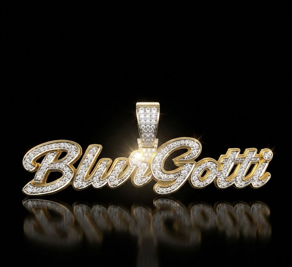 Custom Cursive BlurGotti Name Pendant VVS Moissanite Iced Out 925 Silver