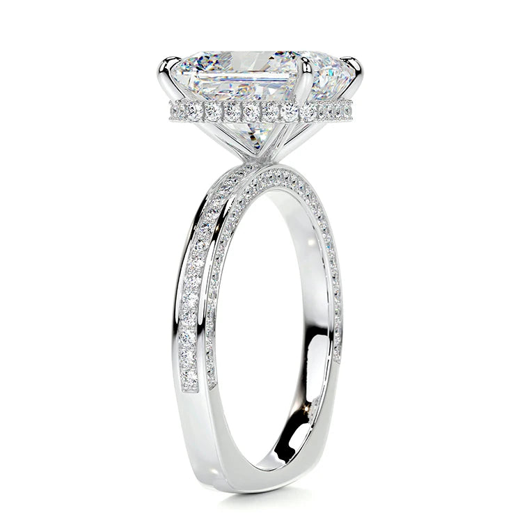Premium Radiant-Cut Moissanite Engagement Ring | 925 Sterling Silver Pavé Bridal Band