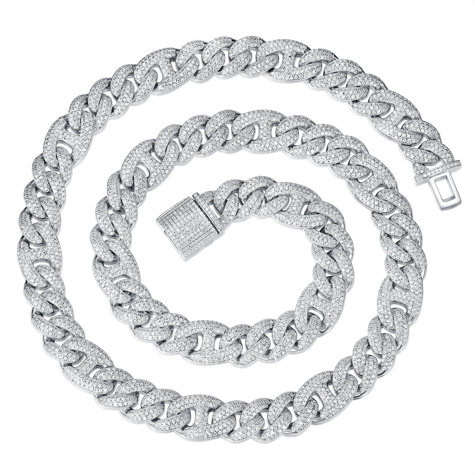 VVS Moissanite Gucci Anchor Link Chain 925 Sterling Silver Iced Out Mariner Cuban Hip Hop Necklace