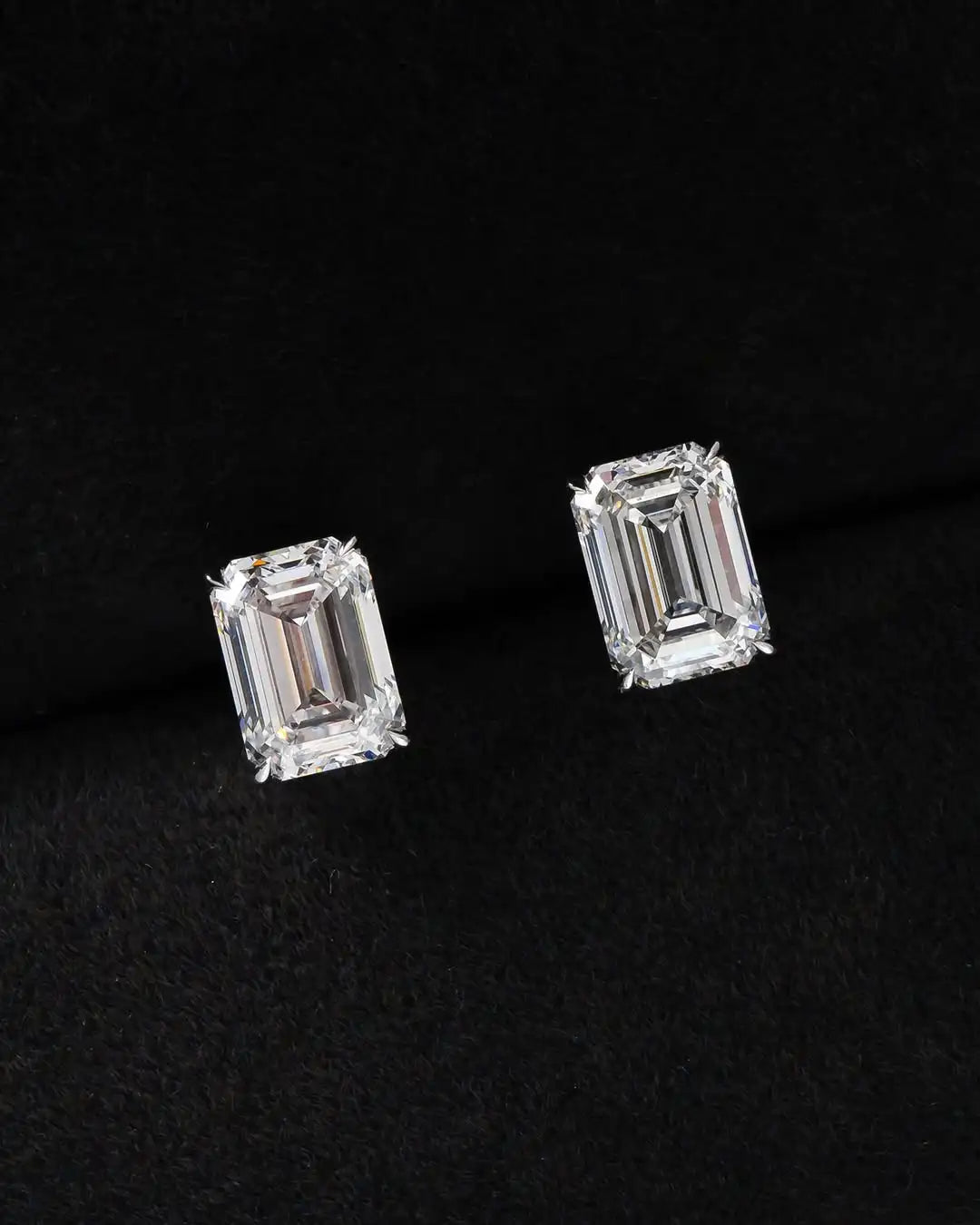 Emerald Cut Lab Grown Diamond Stud Earrings 14K White Gold Solitaire Studs Unisex
