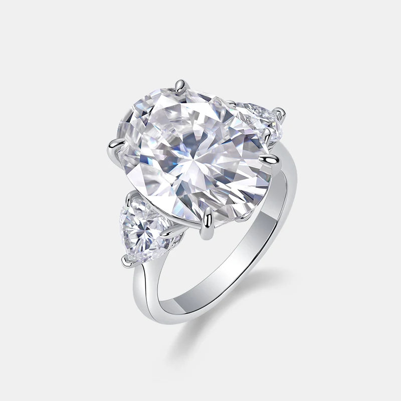 Premium Oval-Cut Moissanite Three-Stone Engagement Ring | 925 Sterling Silver Elegant Bridal Band