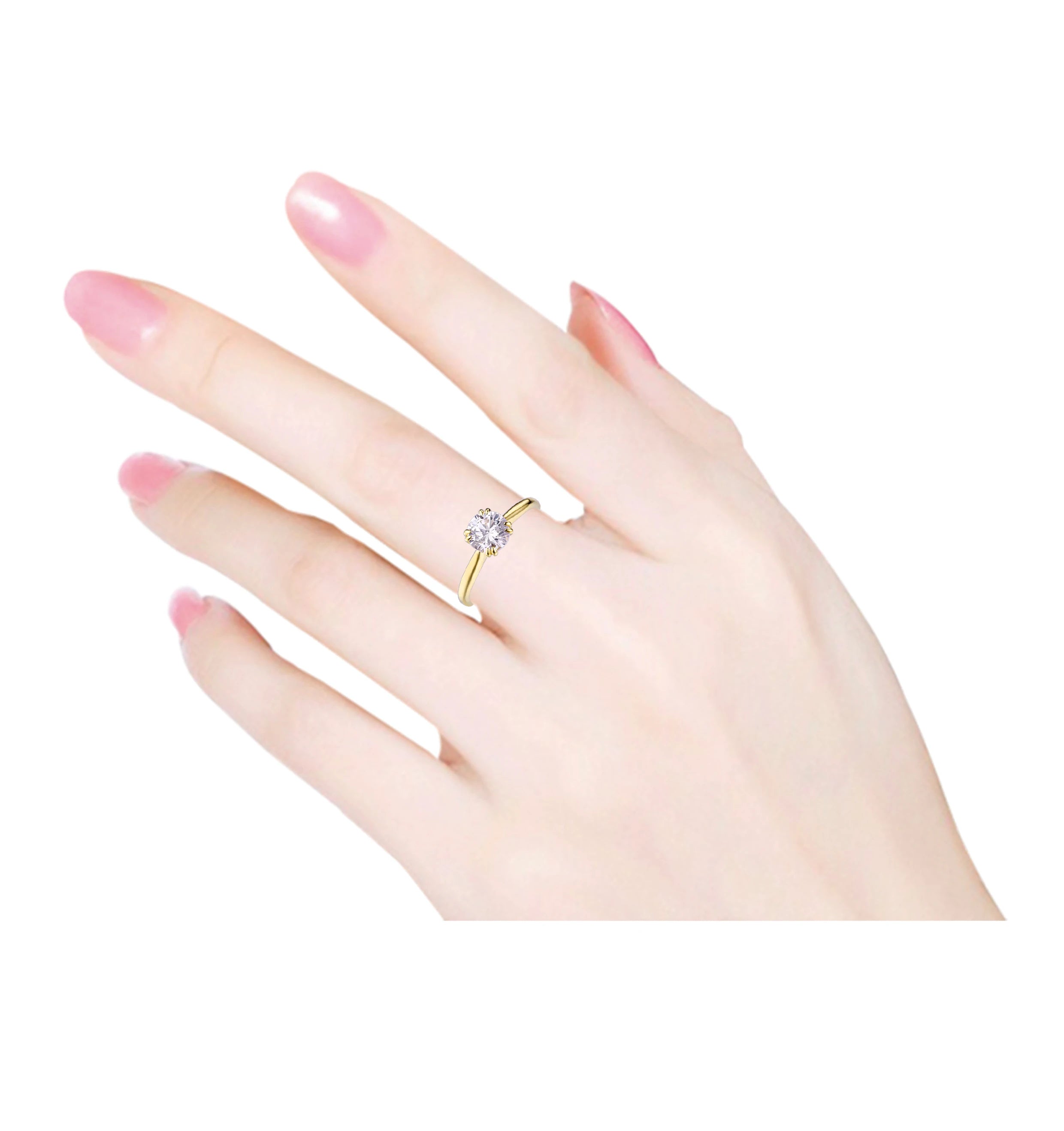 Classic Solitaire Moissanite Engagement Ring | 925 Sterling Silver Minimalist Bridal Band