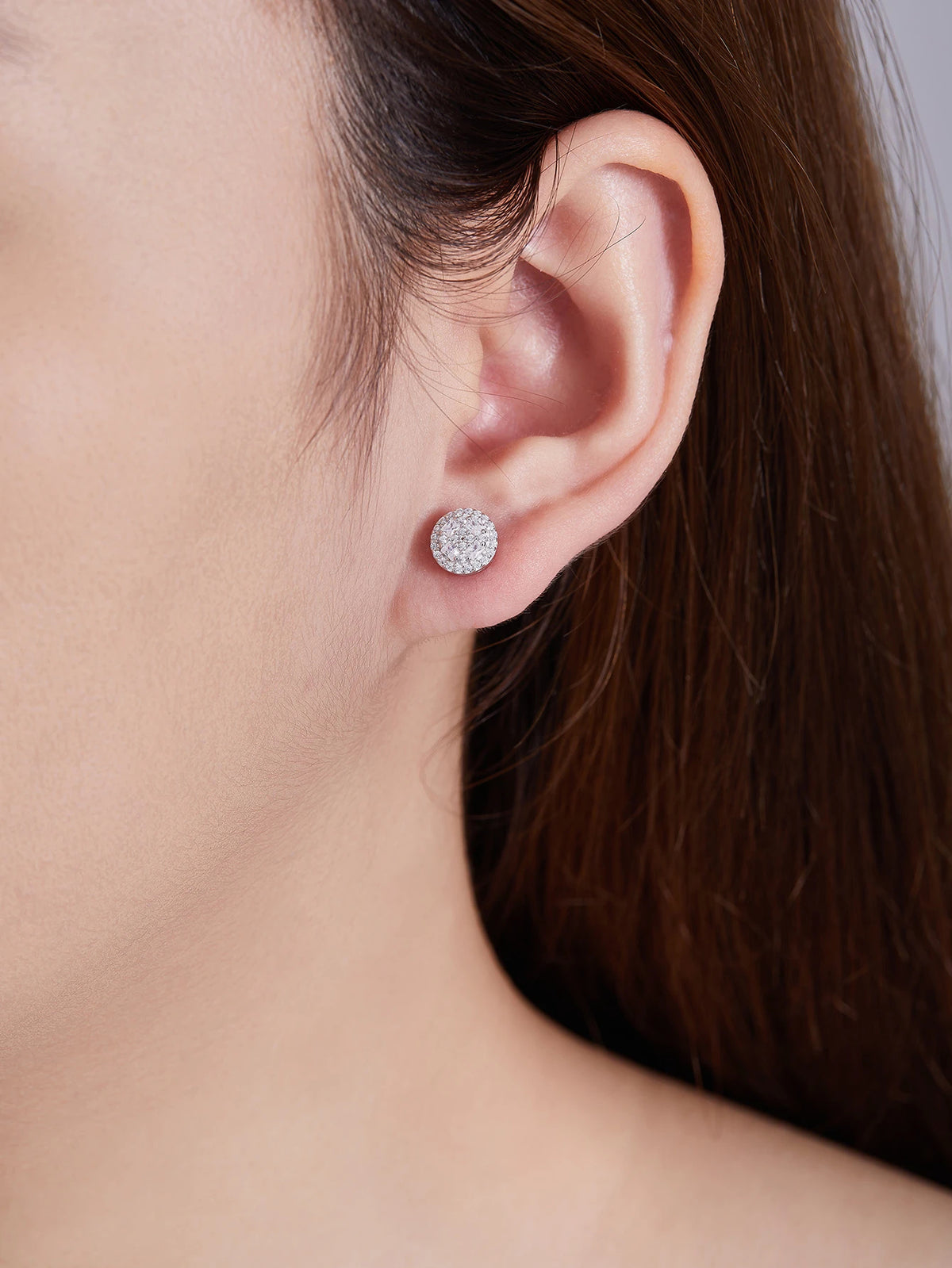 Iced Out Round Halo Cluster Stud Earrings 14K White Gold Lab Grown Diamonds Hip Hop