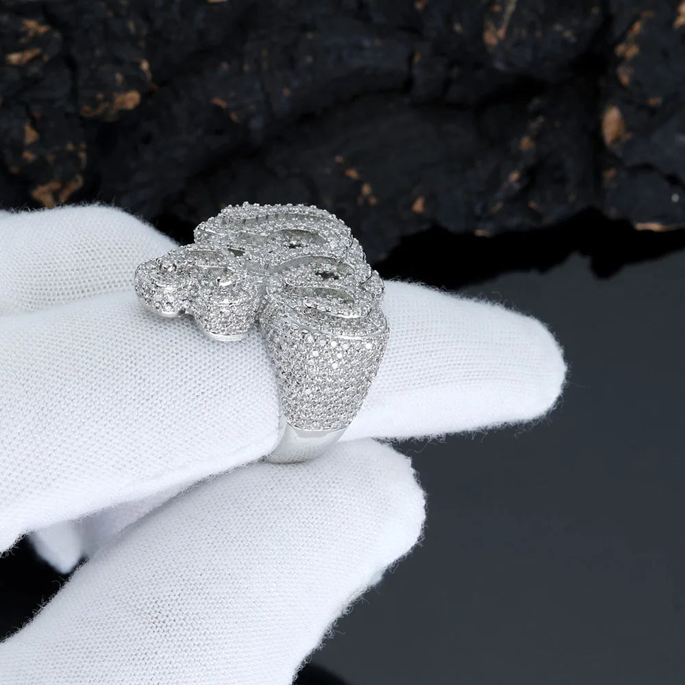 VVS Moissanite Arabic Calligraphy Ring 925 Sterling Silver Iced Out Statement Band