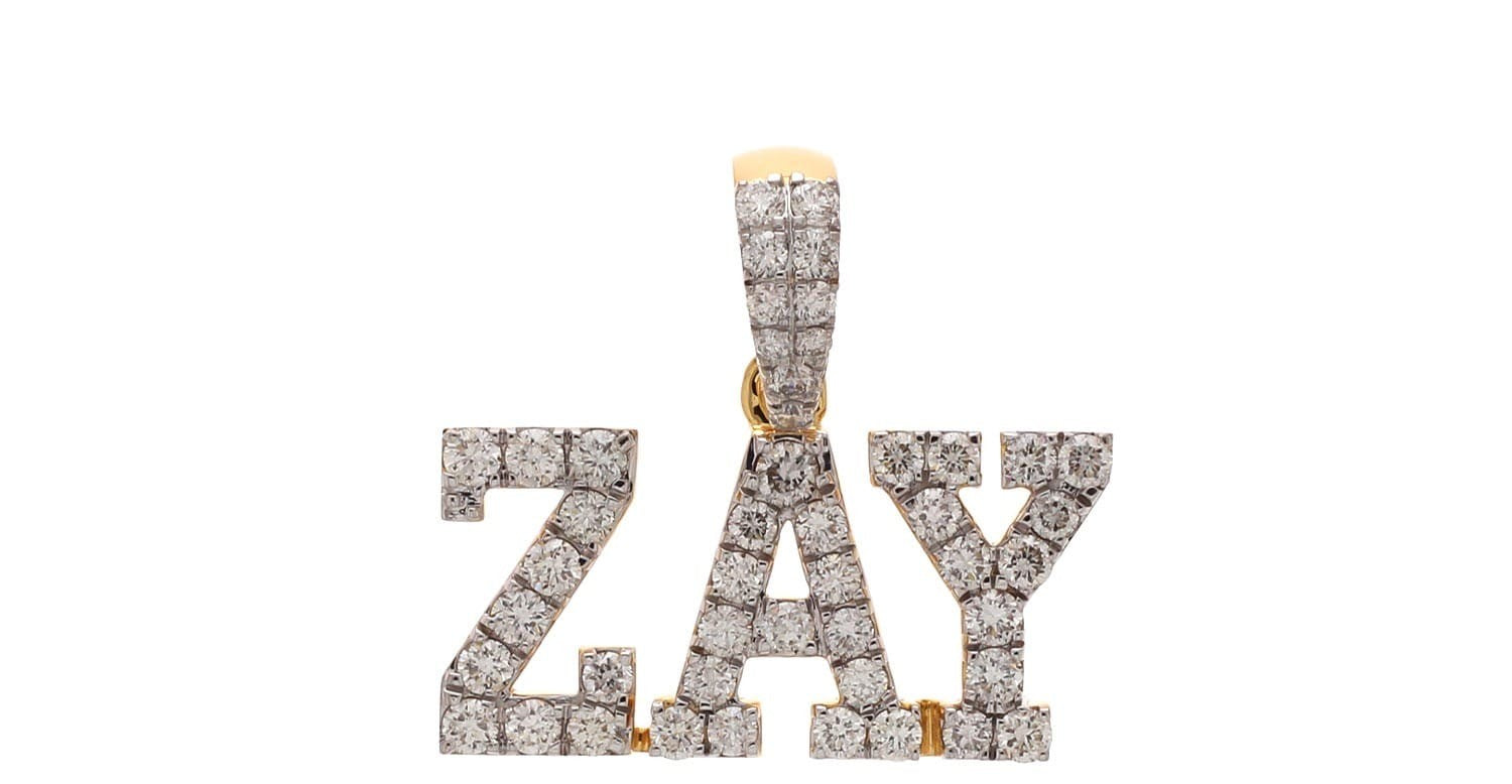 Custom ZAY Initial Name Pendant VVS Moissanite Iced Out 925 Silver