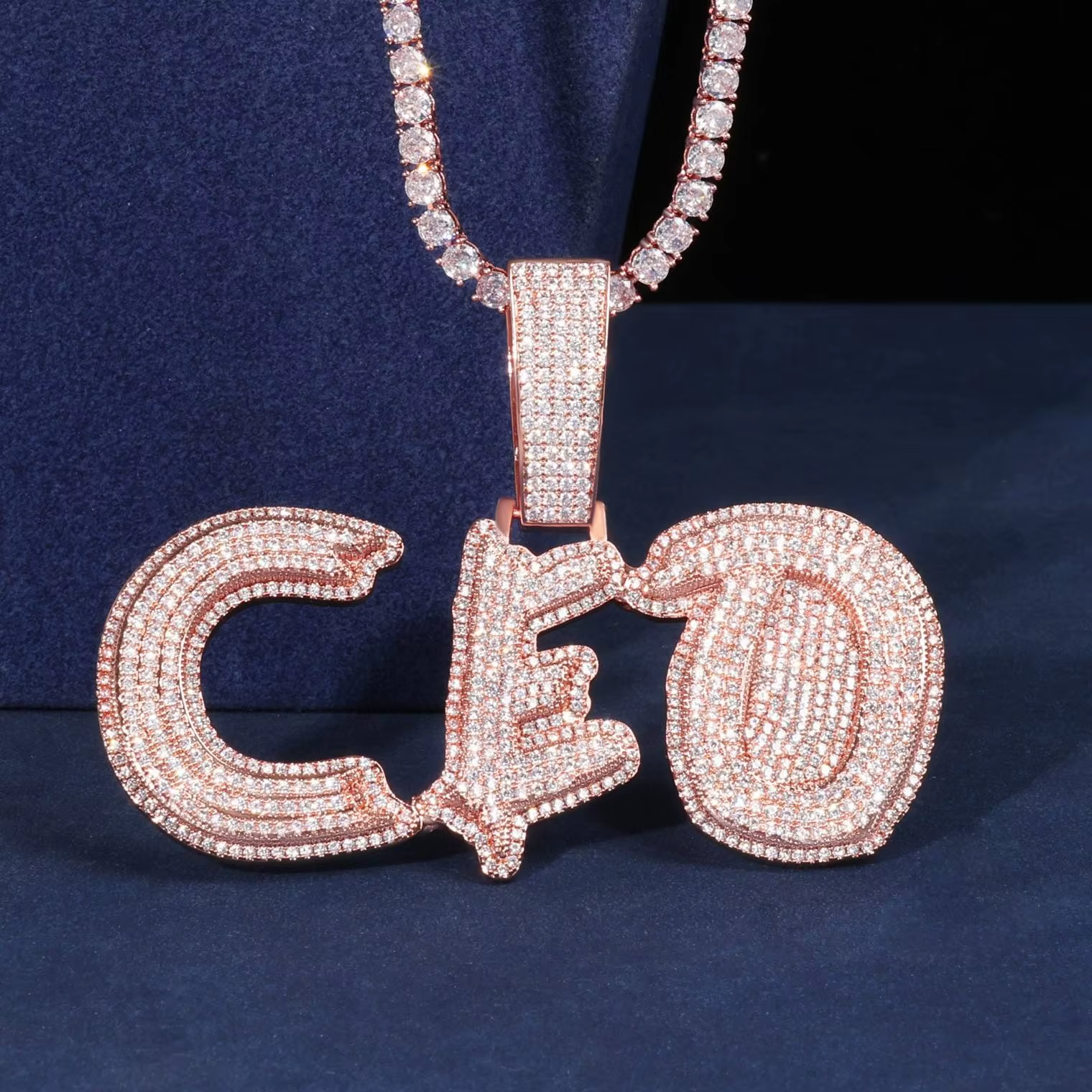 Custom CEO Letter Pendant 925 Silver Iced Out Lab Diamond Hip Hop Charm