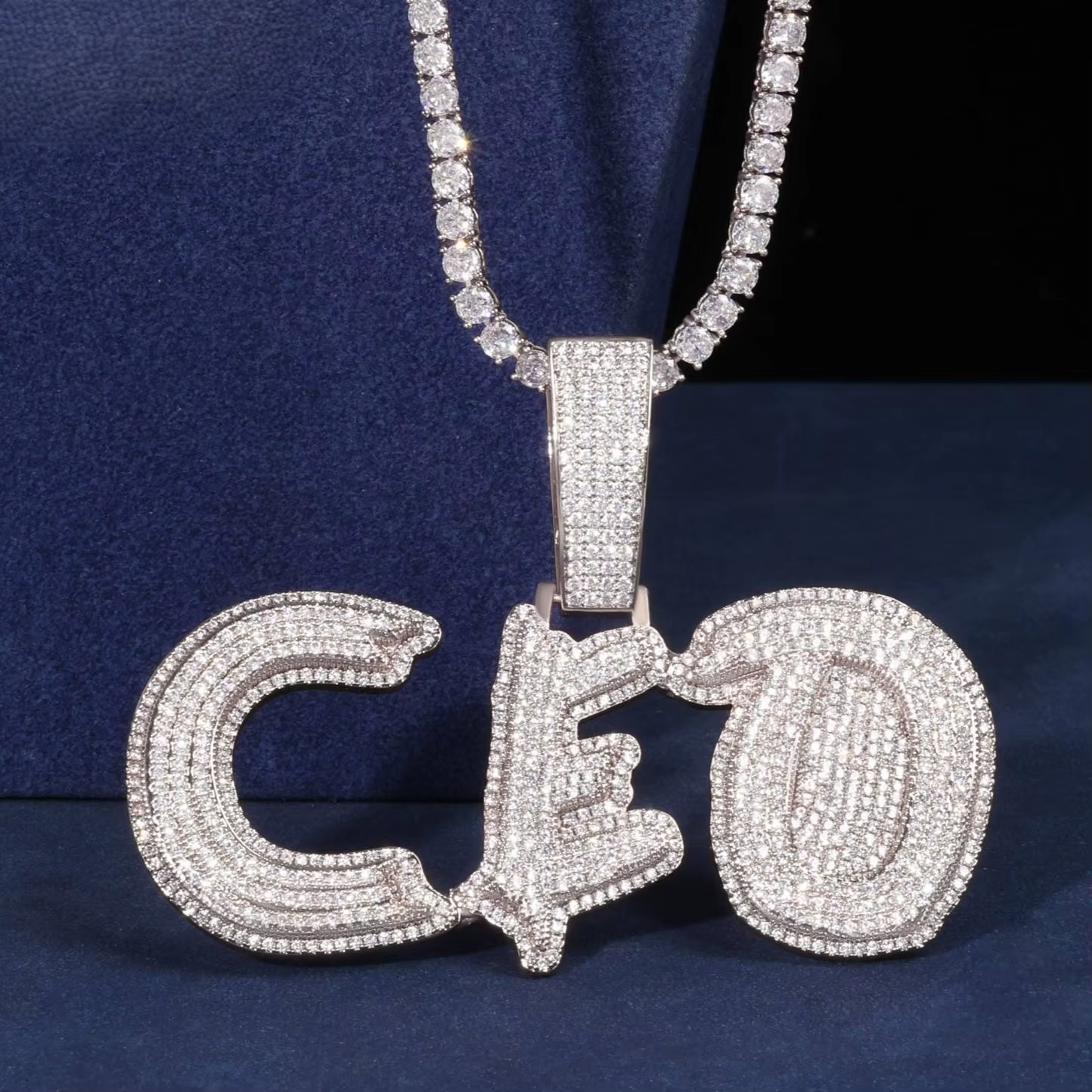 Custom CEO Letter Pendant 925 Silver Iced Out Lab Diamond Hip Hop Charm