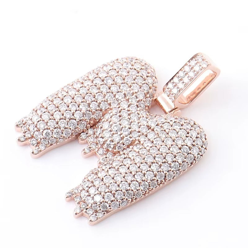 Custom Drip Bubble Letter M Pendant 925 Silver Rose Gold Lab Diamond Iced Out Initial Charm Hip Hop Jewelry Factory