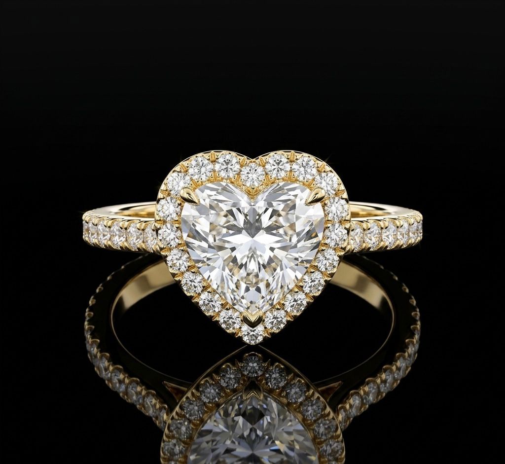 Heart Cut Moissanite Halo Engagement Ring VVS Diamond 925 Silver