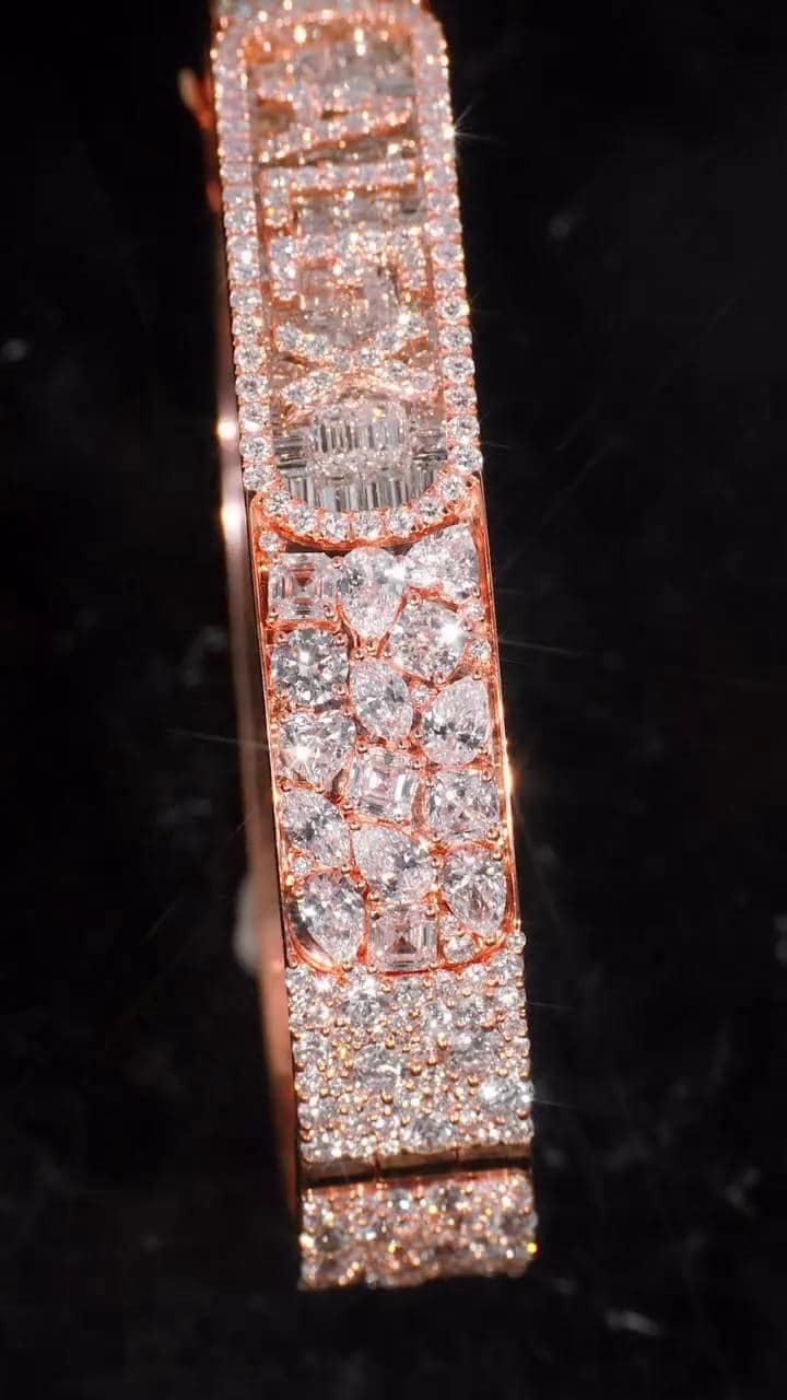 12mm Iced Out Moissanite Bangle Bracelet VVS Moissanite 925 Sterling Silver