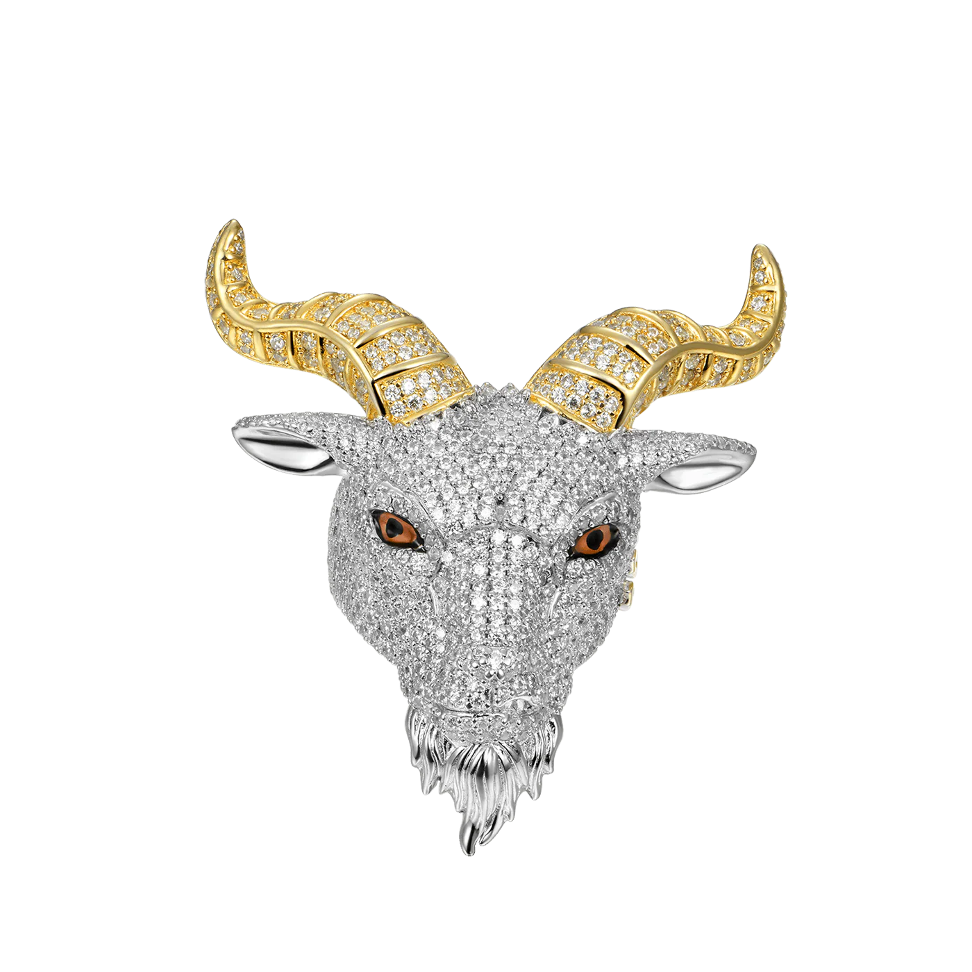 Luxury GOAT Head Ring – Two-Tone Gold & Silver