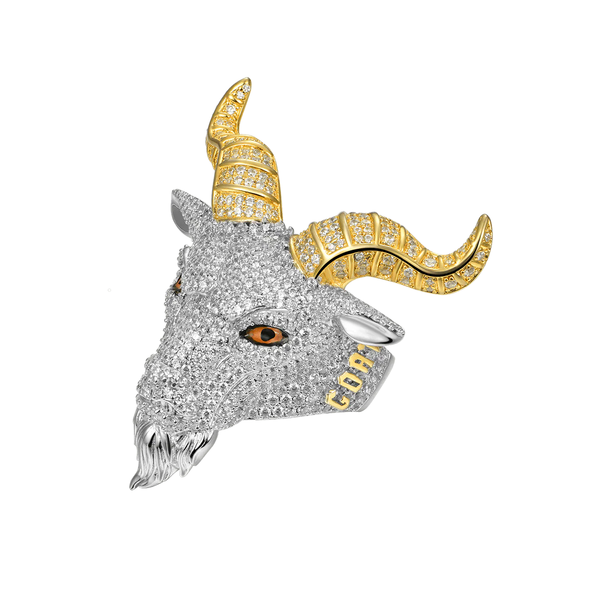 Luxury GOAT Head Ring – Two-Tone Gold & Silver