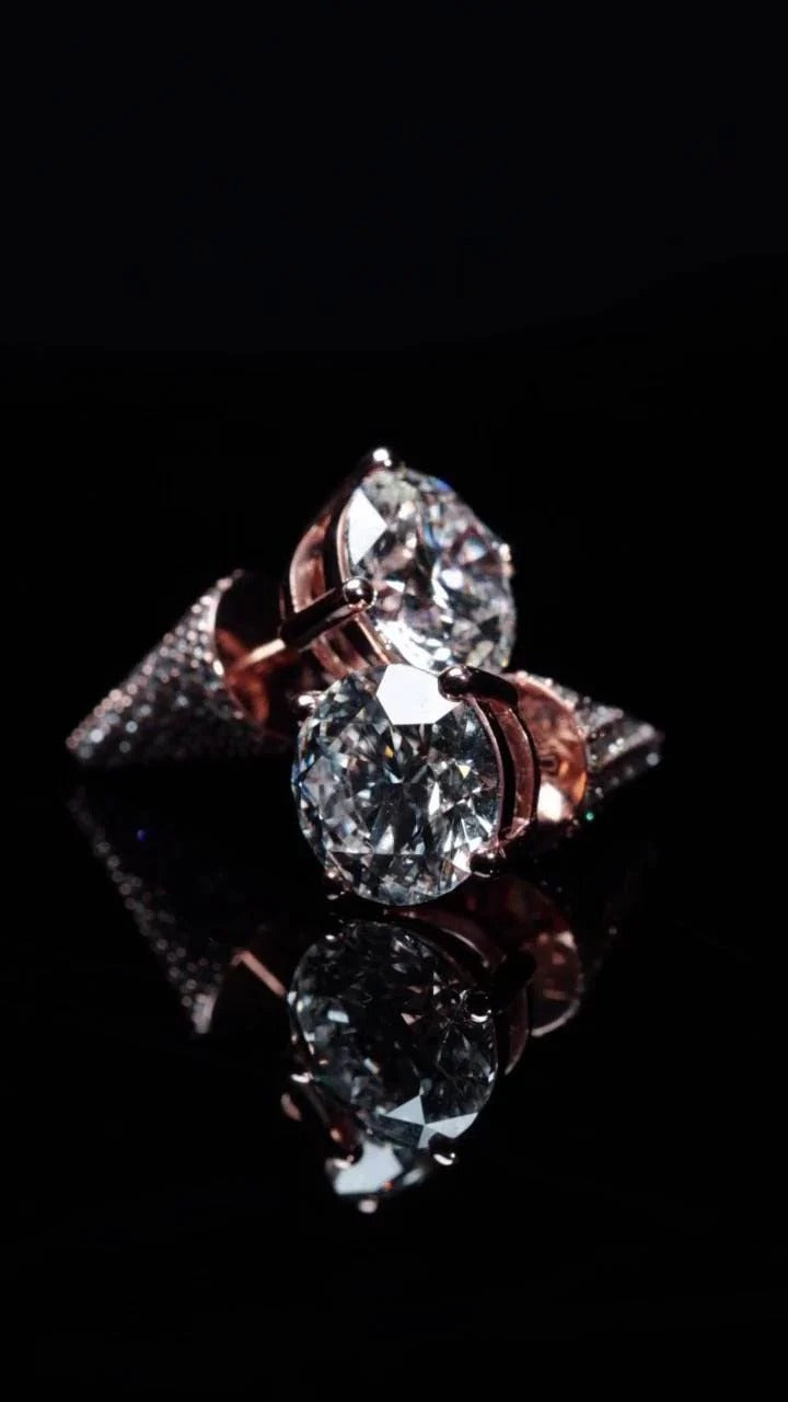 10mm Jumbo Moissanite Stud Earrings, D Color VVS1 Round Cut, 8 Carat 925 Sterling Silver or Solid 10K Gold