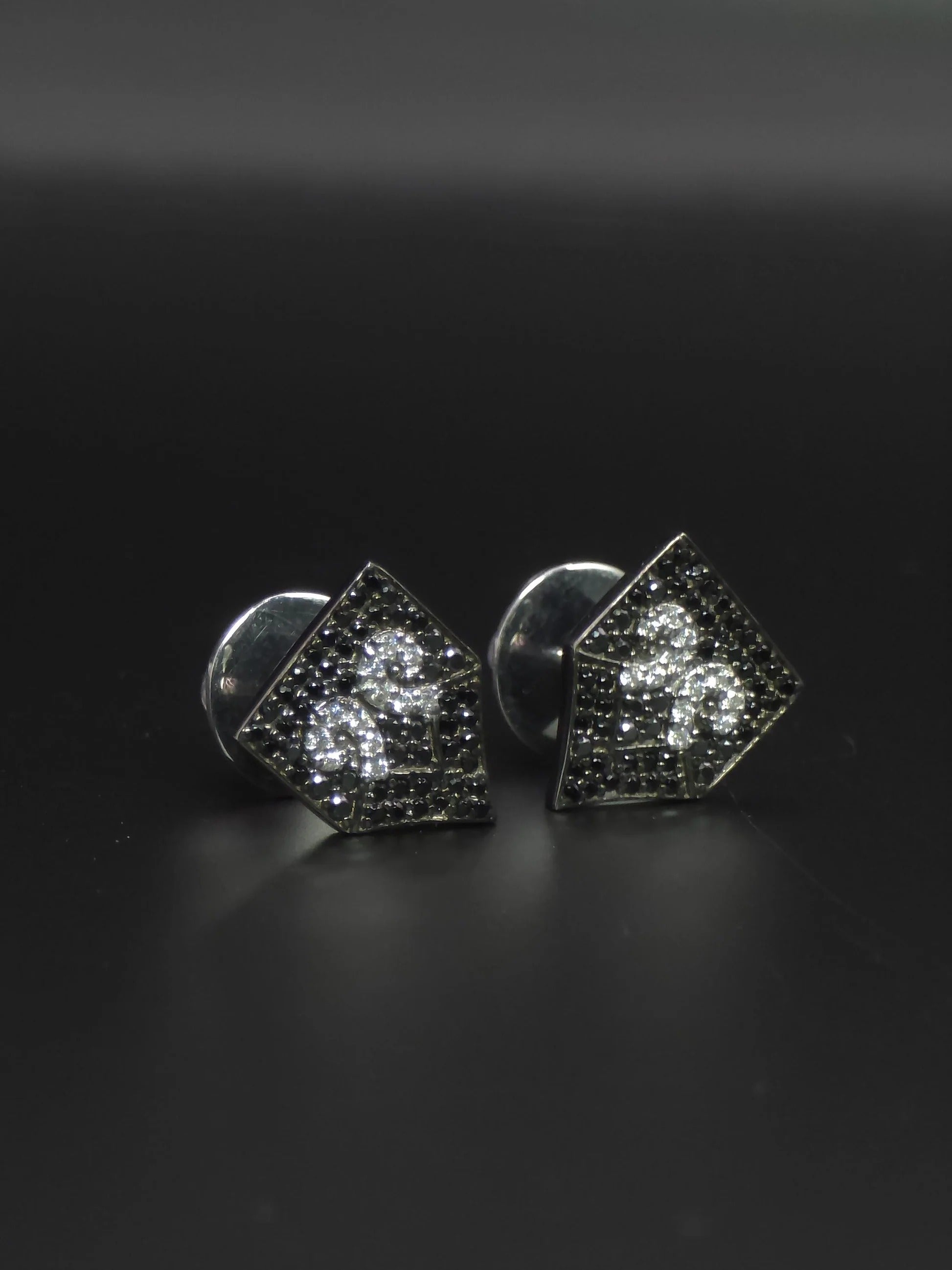 Black & White Moissanite Stud Earrings Screw Back Luxury Unisex Jewelry