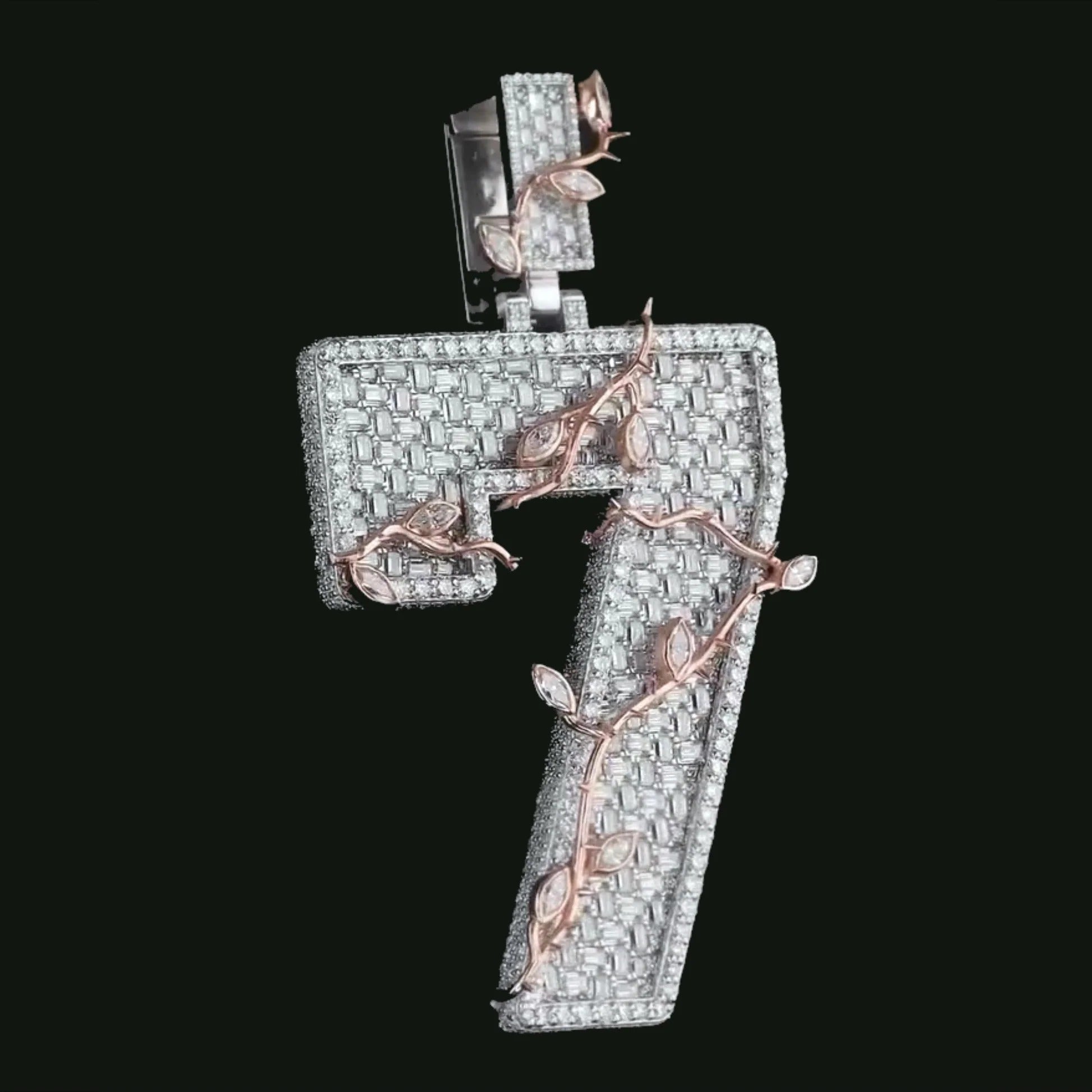 Custom Iced Out Number Pendant Rhodium Plated 925 Sterling Silver Personalized Hip Hop Jewelry