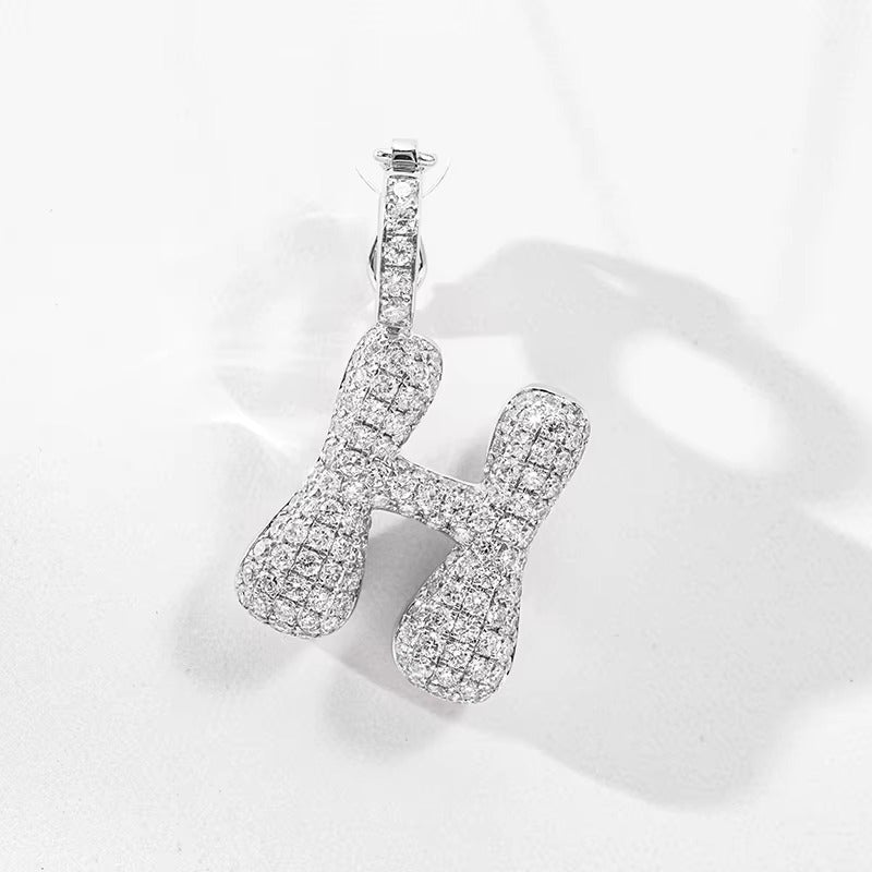 Custom Bubble Letter Pendant 925 Sterling Silver Lab Grown Diamond Iced Out Initial Charm Hip Hop Jewelry Factory