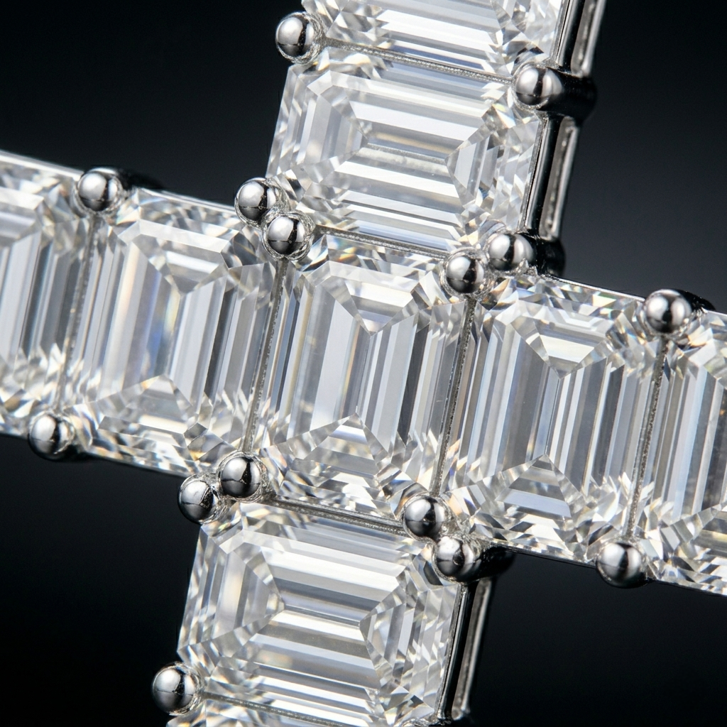 Iced Out Baguette Cross Pendant in 925 Sterling Silver with VVS Moissanite Diamonds