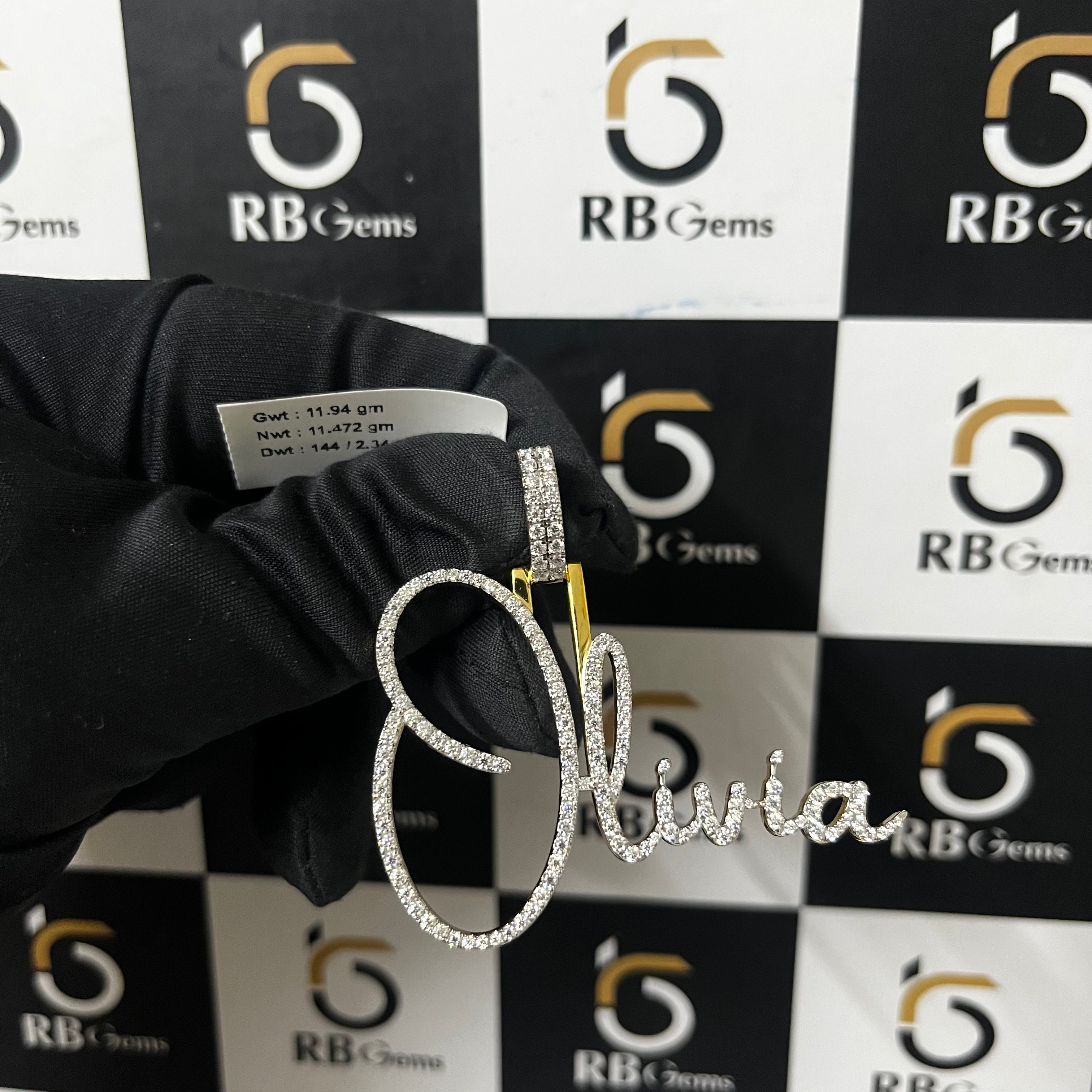 Custom Cursive Olivia Name Pendant VVS Moissanite Iced Out 925 Silver