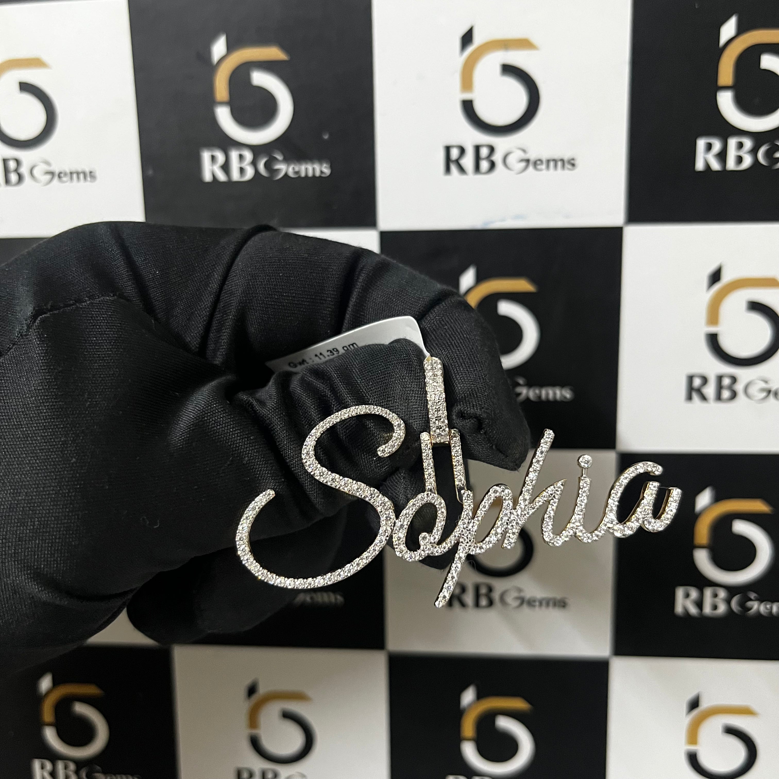 Custom Cursive Sophia Name Pendant VVS Moissanite Iced Out 925 Silver