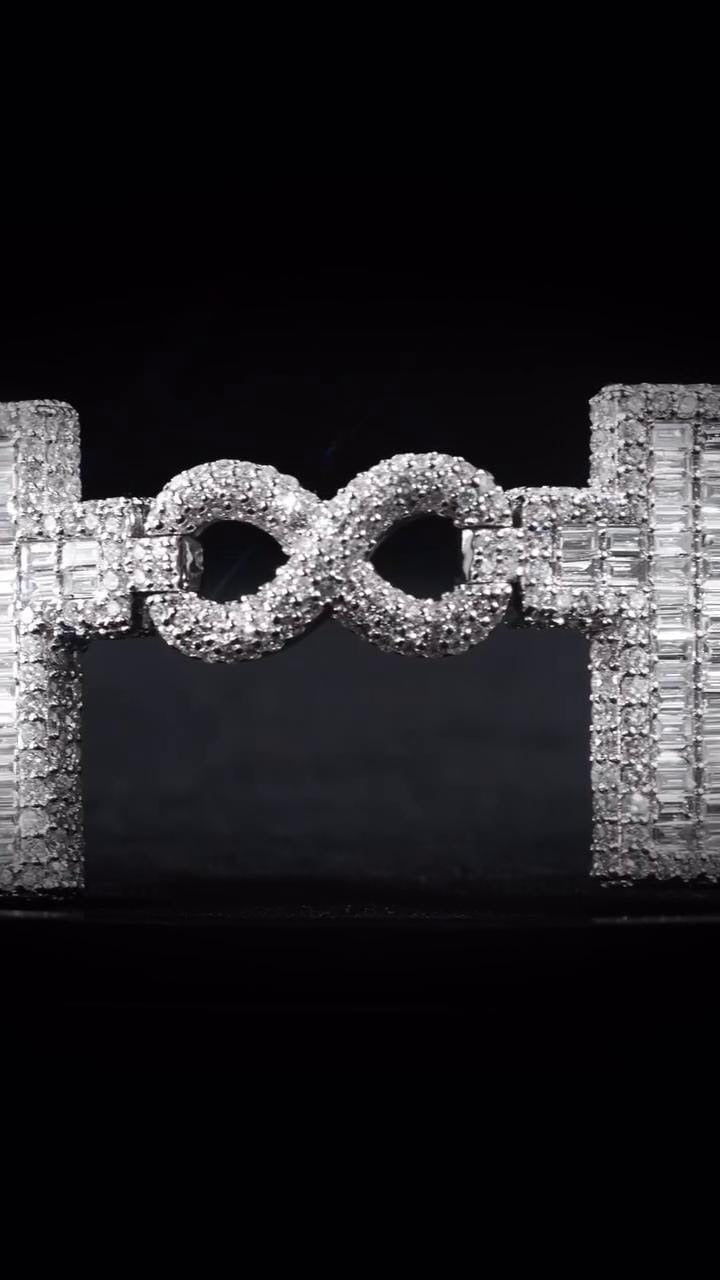 Cross Infinity Moissanite Bracelet, VVS1 Moissanite Luxury Bling for Men & Women