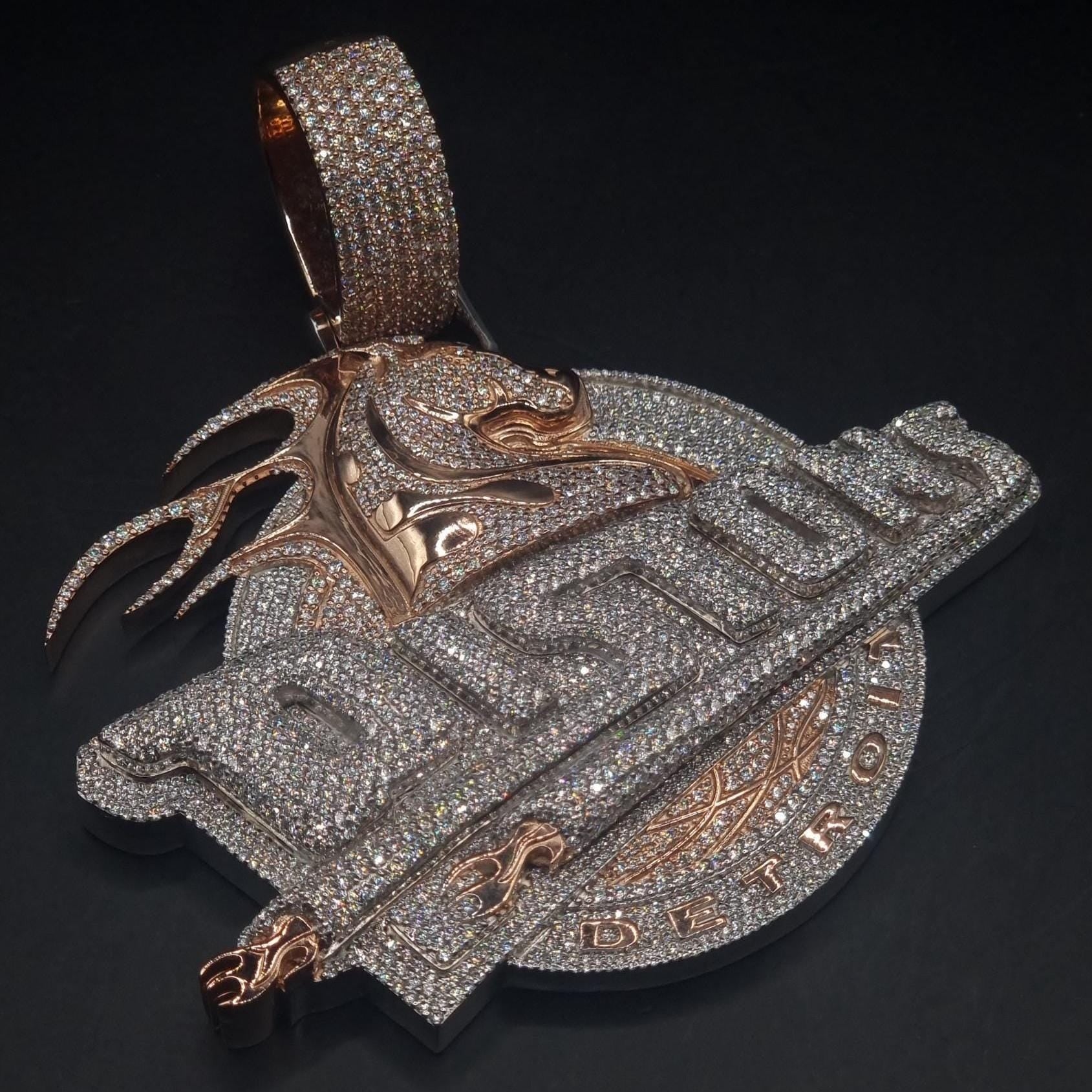 10K Solid Rose Gold and Moissanite Diamond 15.00 CT Horse Detroit Pendant without Chain,