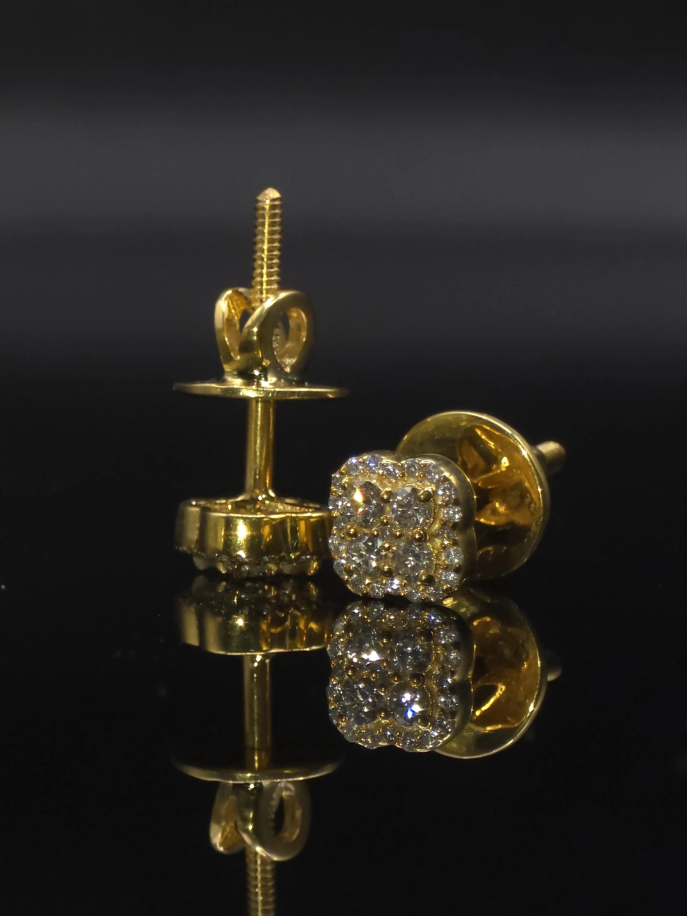 8mm Clover Shaped Moissanite Stud Earrings, D Color VVS1 Round Cut