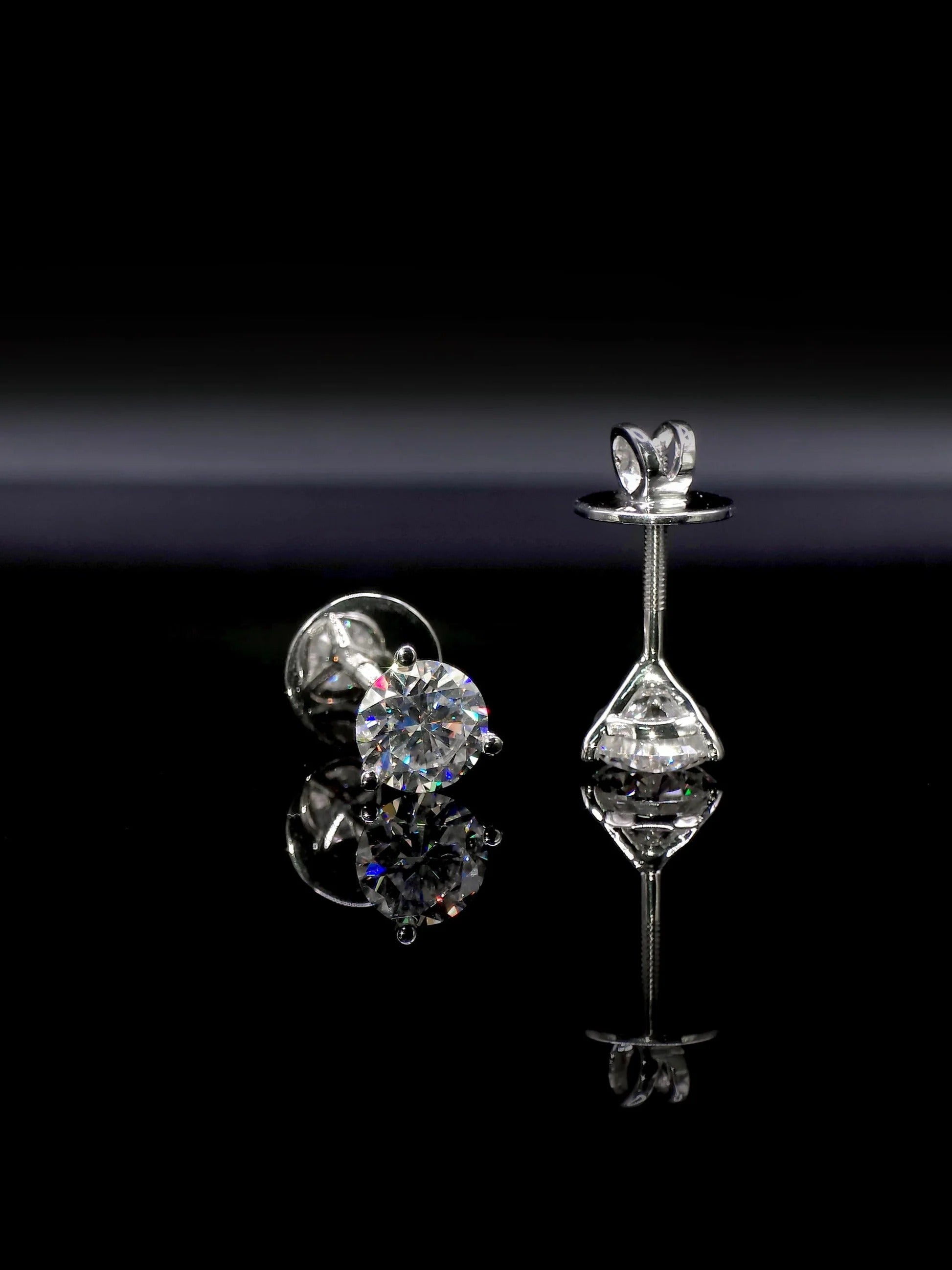 8mm Moissanite Stud Earrings, D Color VVS1 Round Cut