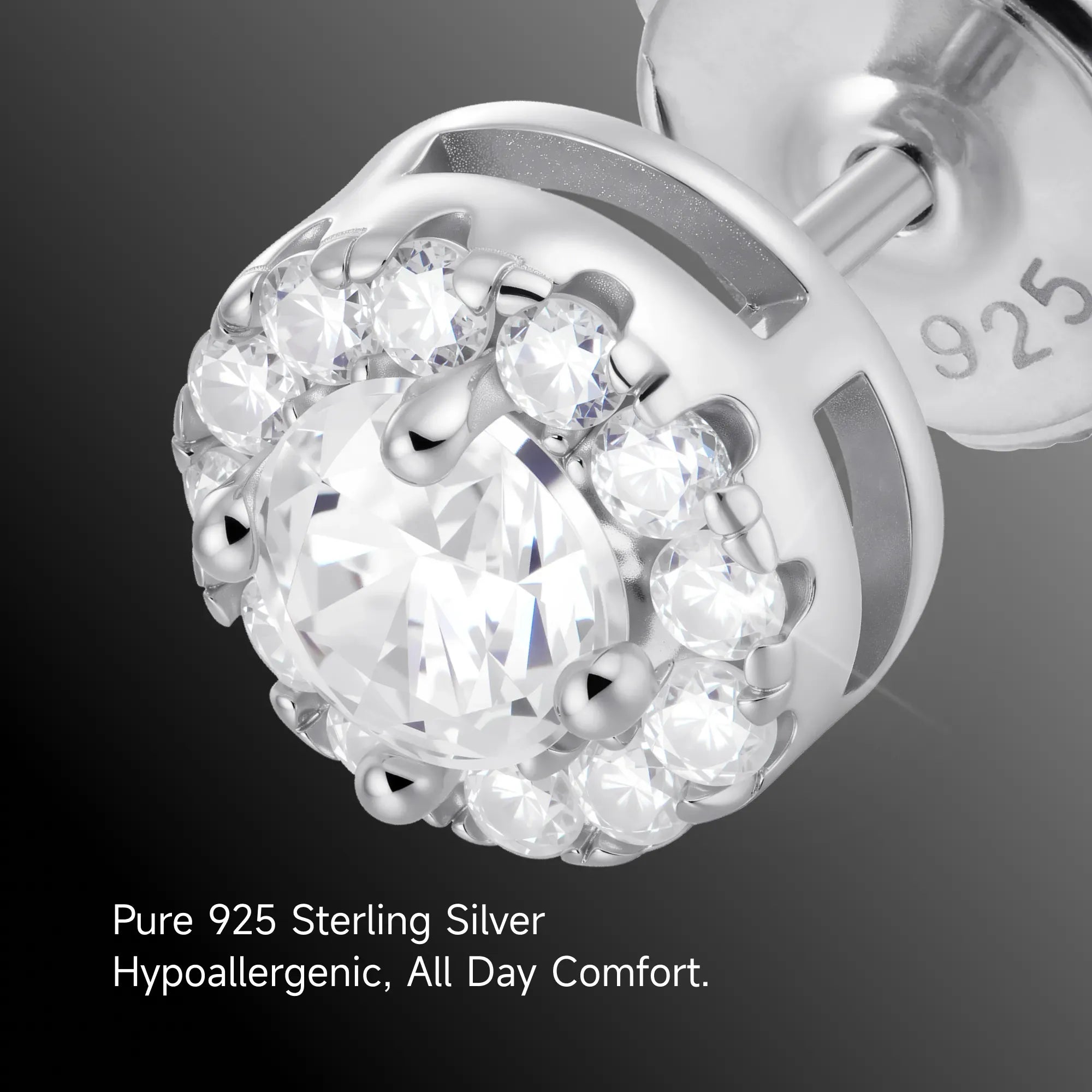 925 sterling silver Lab-Grown Diamond Ear Stud