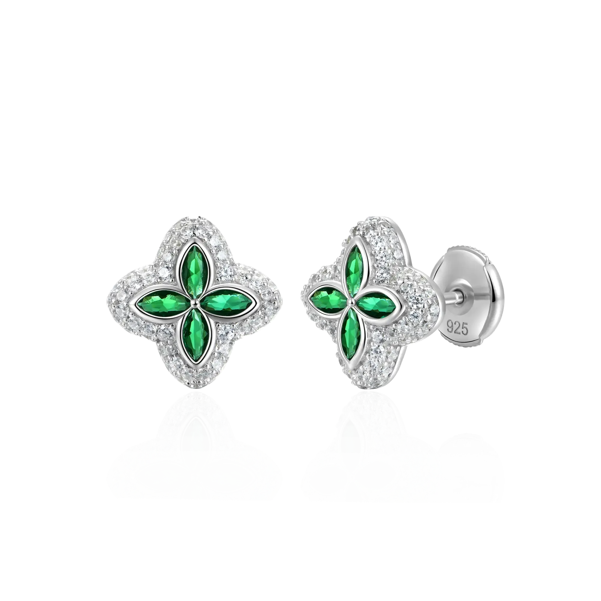 Luxury Emerald Blossom Ring Fully Iced Pavé Setting