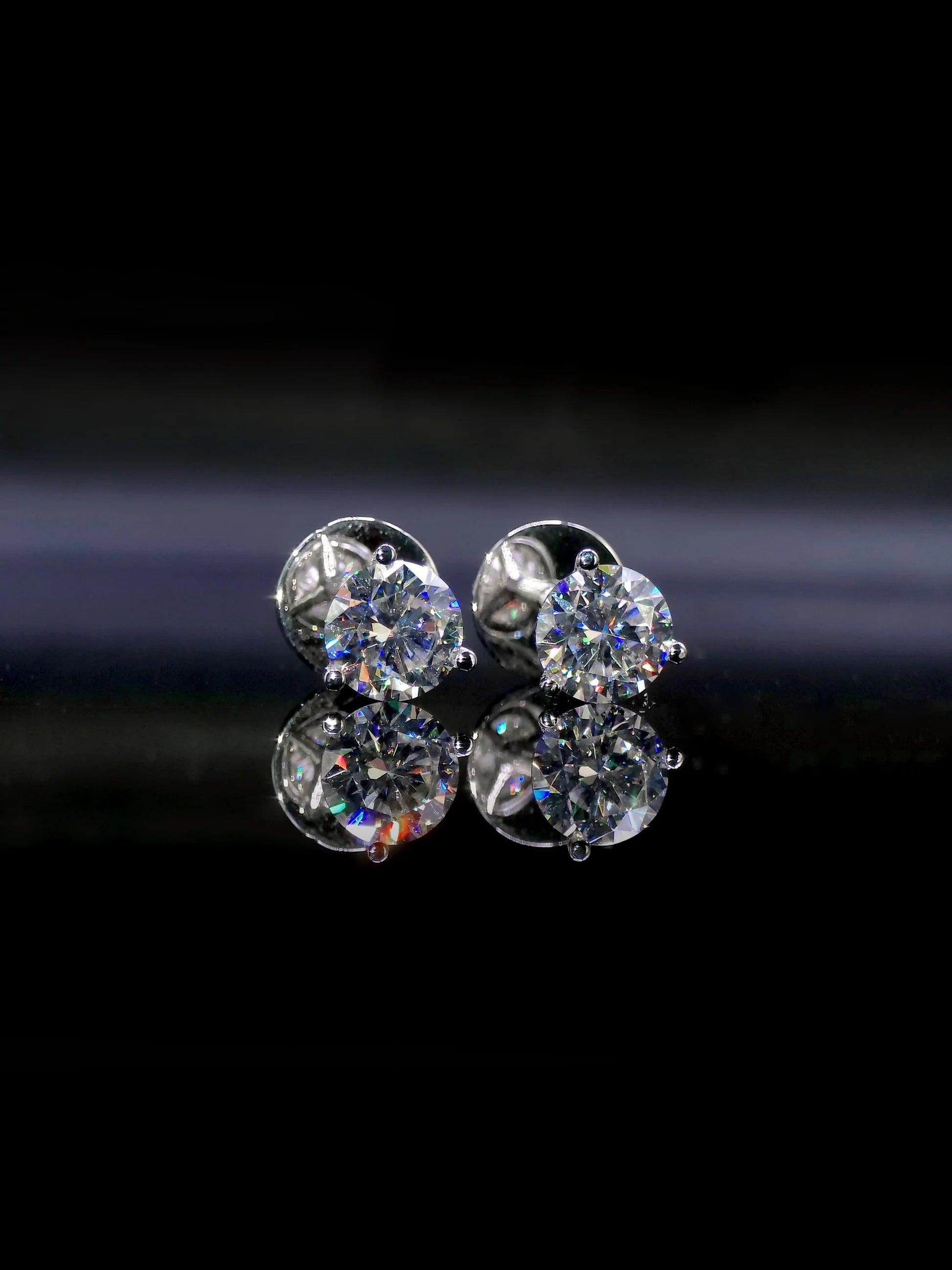 8mm Moissanite Stud Earrings, D Color VVS1 Round Cut