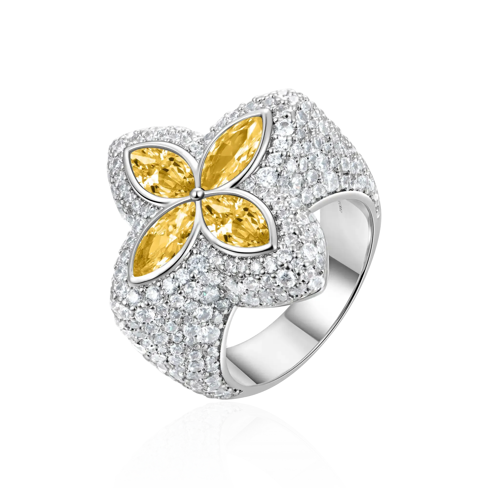Marquise-Cut Clover Luxury Ring Collection – Fully Iced