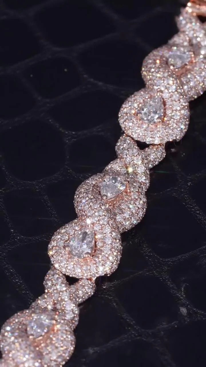 12mm Infinity X Pear Link Bracelet | VVS1 Moissanite Diamonds