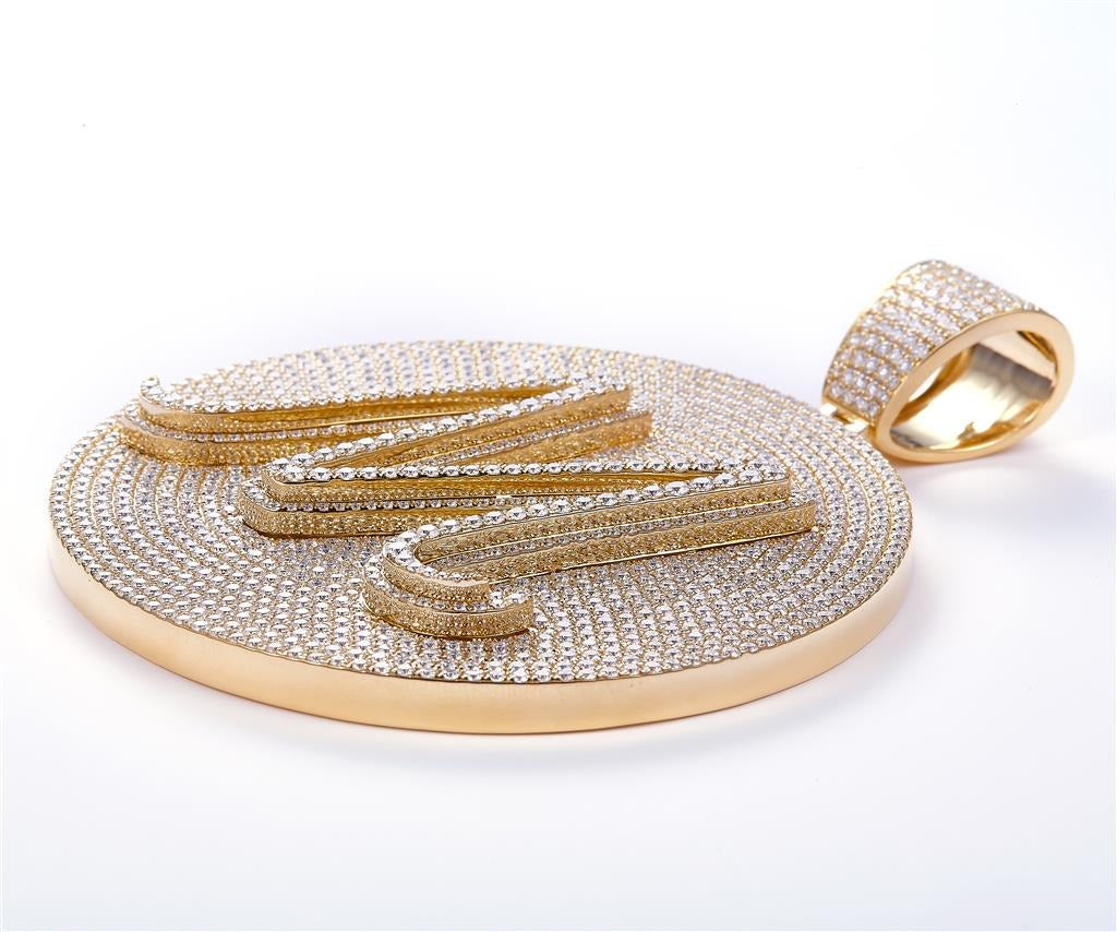 Luxury Round Initial “M” Moissanite Pendant.